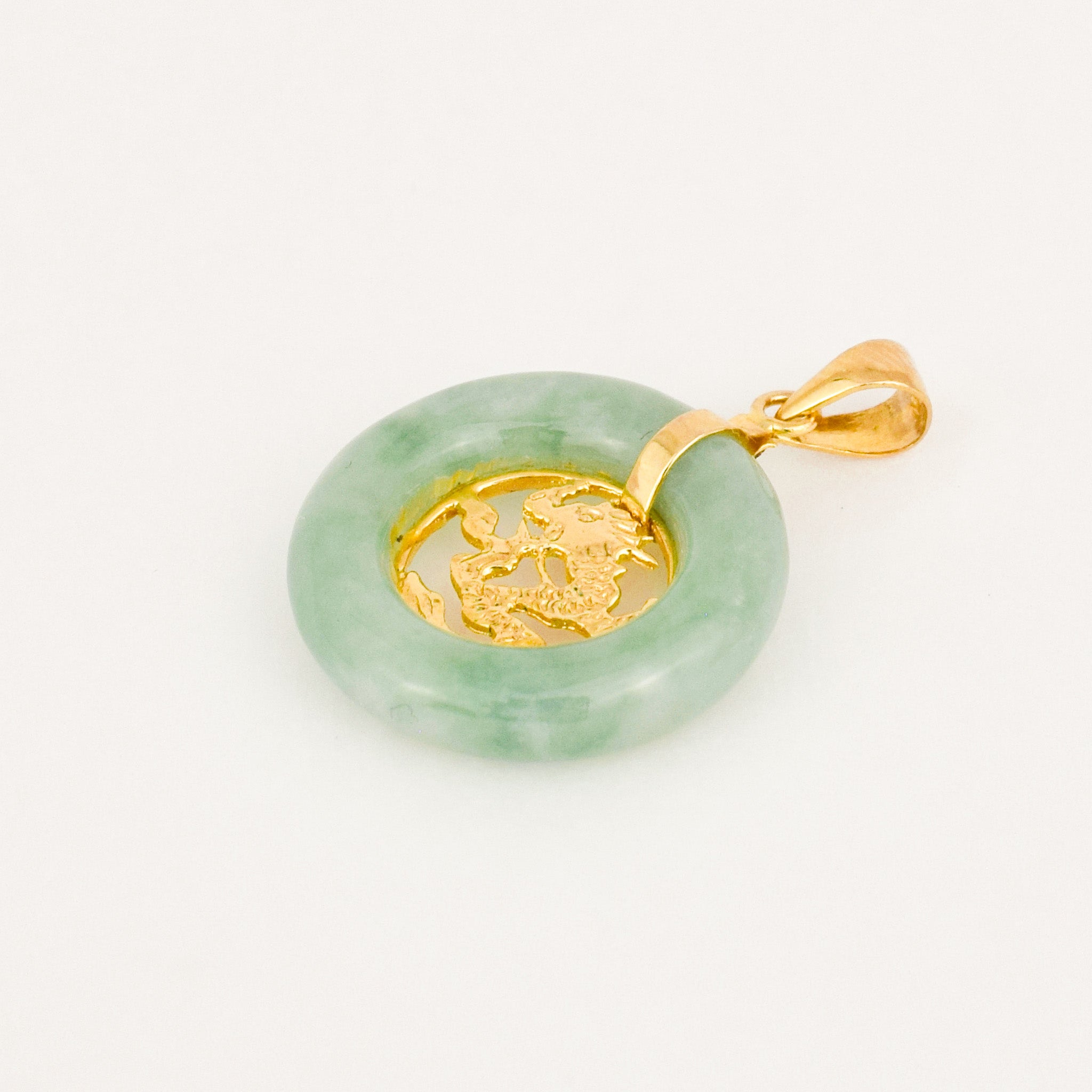 vintage Jade and Gold Dragon Pendant