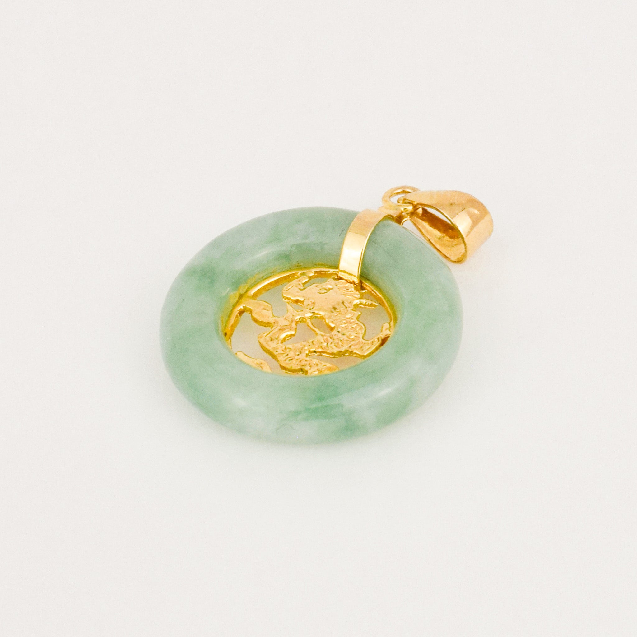 vintage Jade and Gold Dragon Pendant