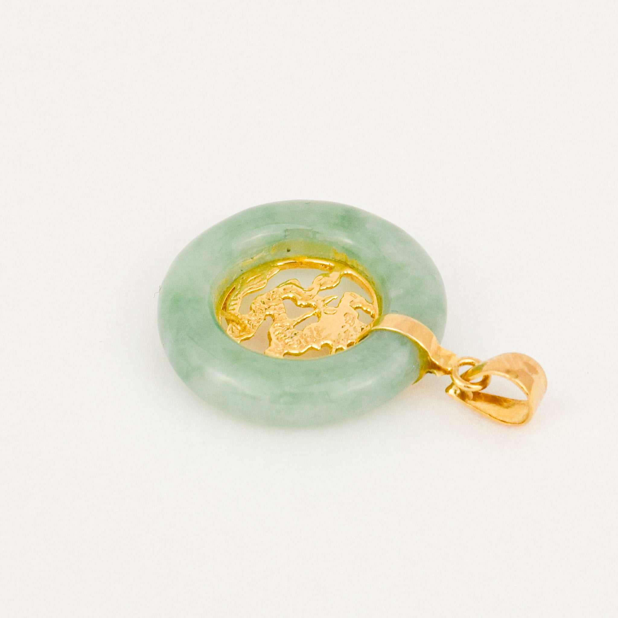 vintage Jade and Gold Dragon Pendant