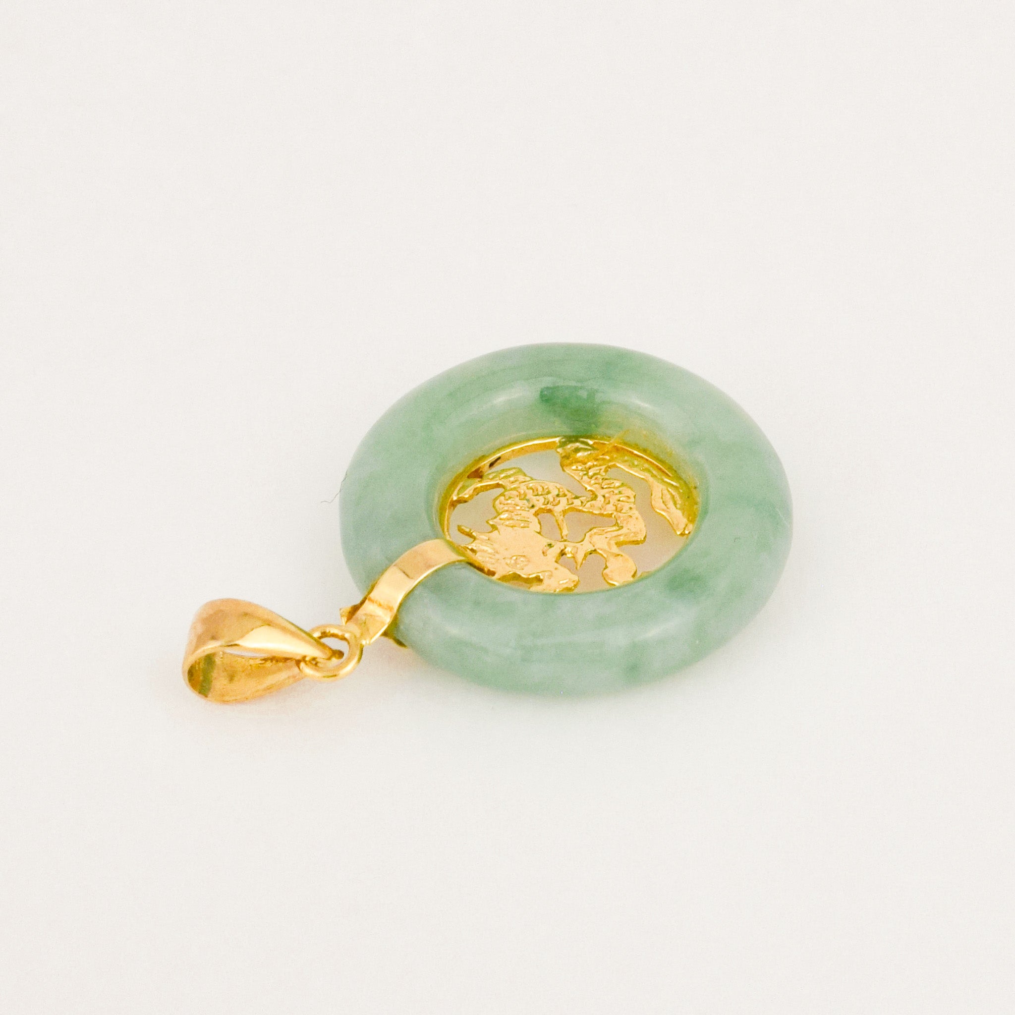 vintage Jade and Gold Dragon Pendant