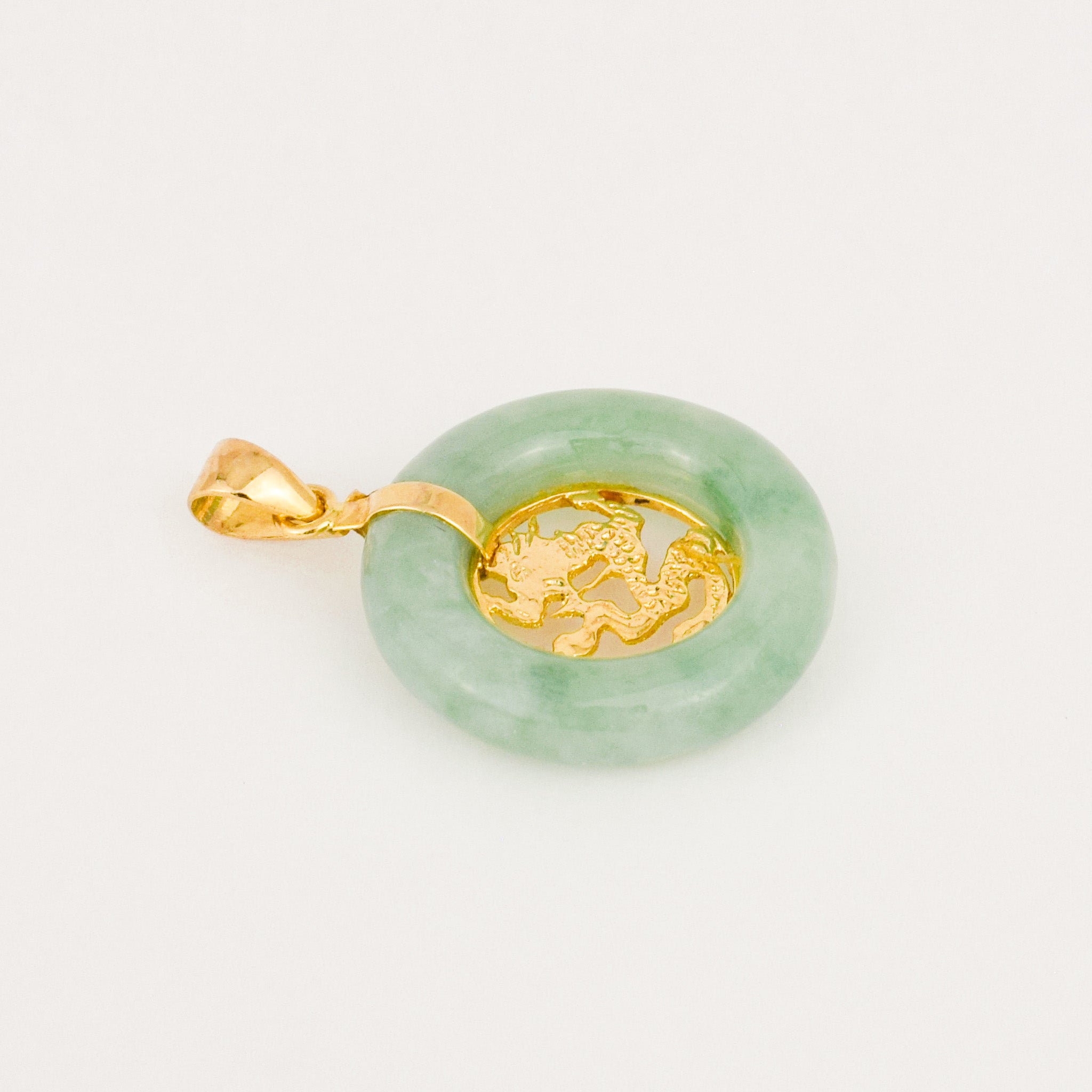 vintage Jade and Gold Dragon Pendant