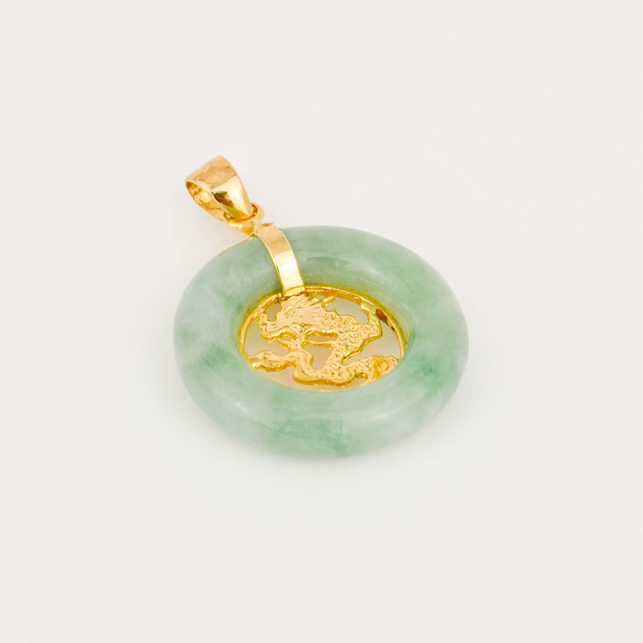 vintage Jade and Gold Dragon Pendant