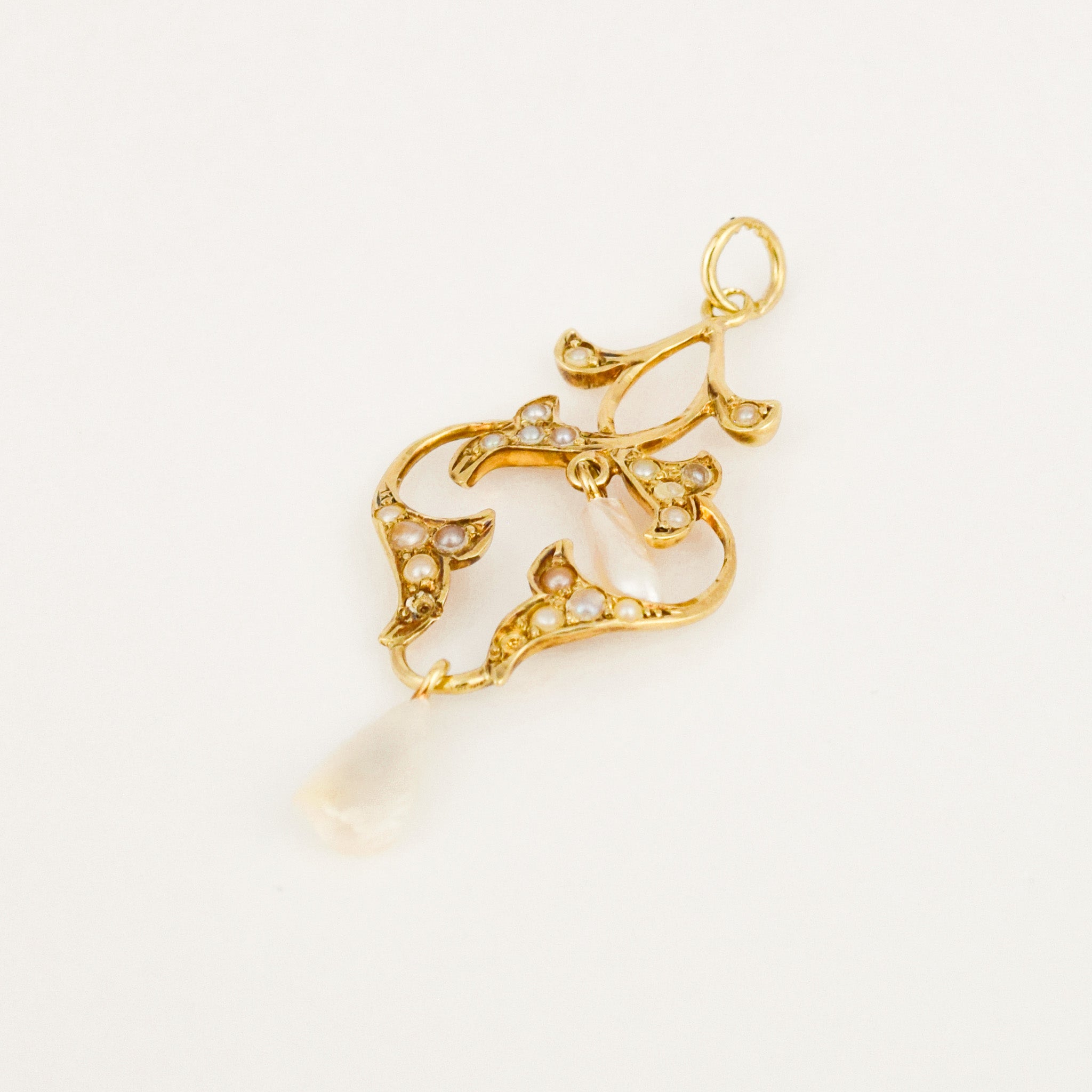 Antique Seed Pearl Lariat Pendant