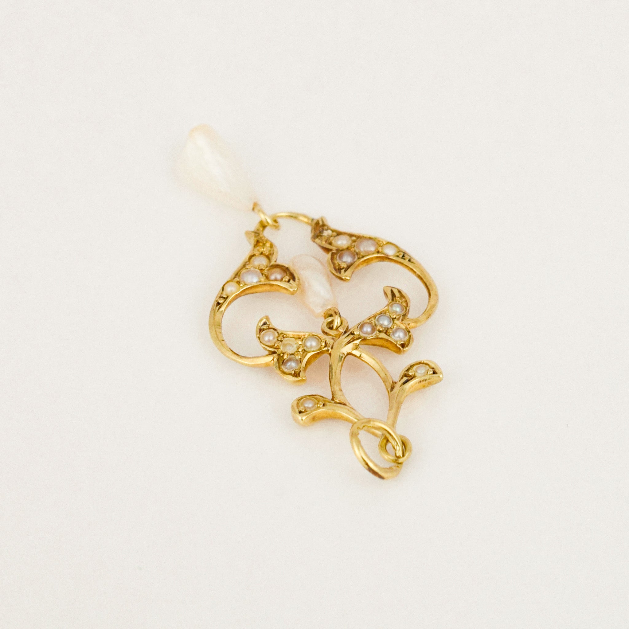Antique Seed Pearl Lariat Pendant