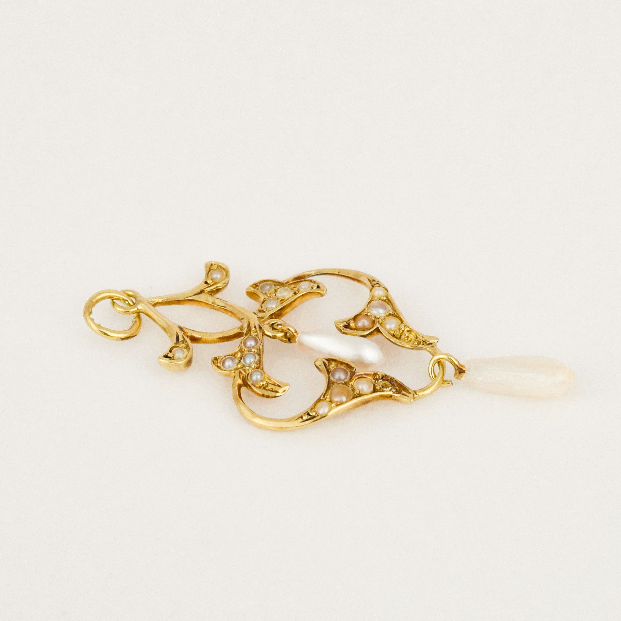 Antique Seed Pearl Lariat Pendant