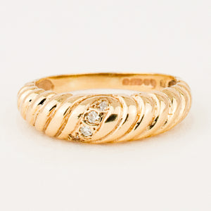 vintage croissant ring with diamonds 