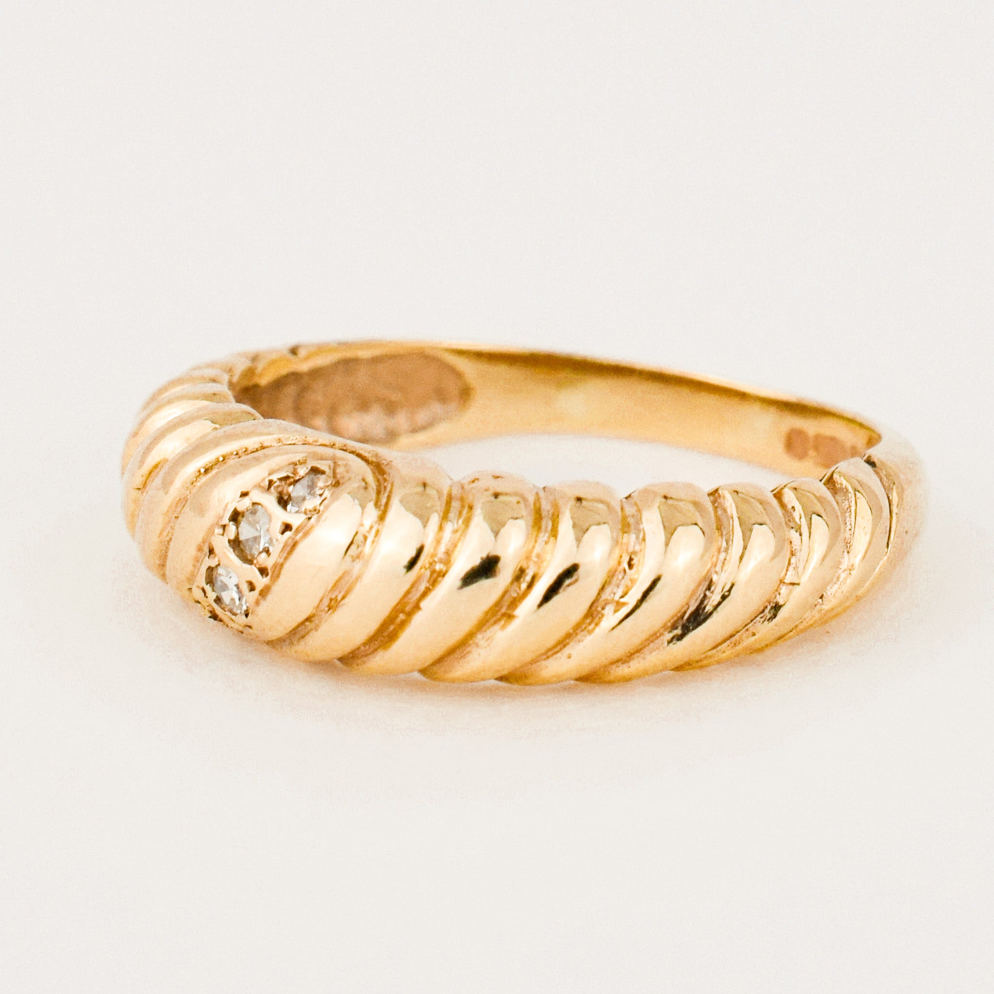 vintage croissant ring with diamonds 