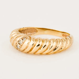 vintage croissant ring with diamonds 