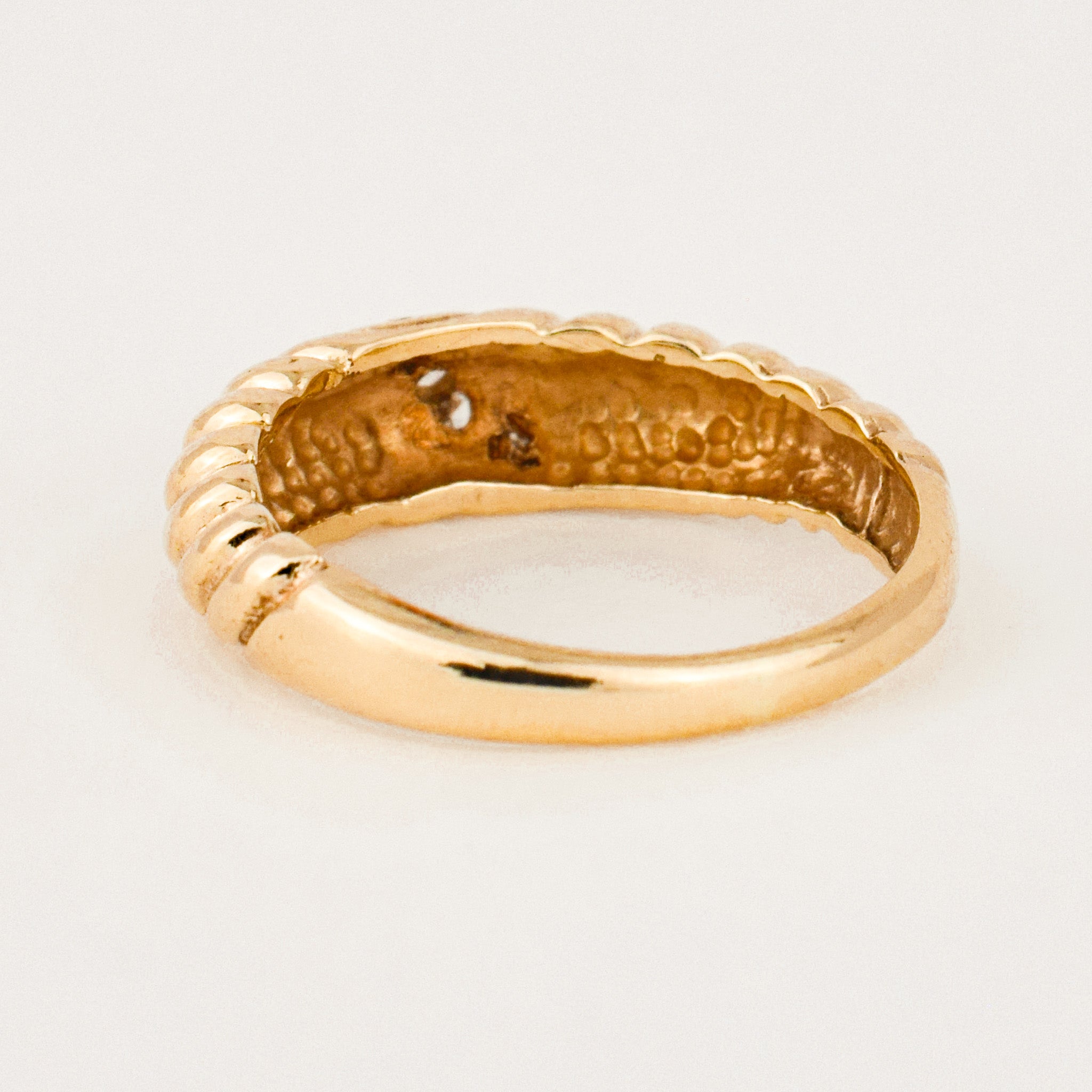 vintage croissant ring with diamonds 