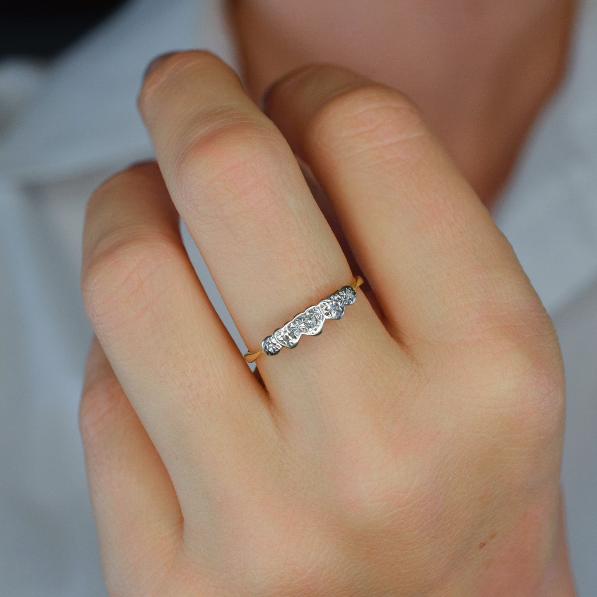 Antique Diamond Heart Band