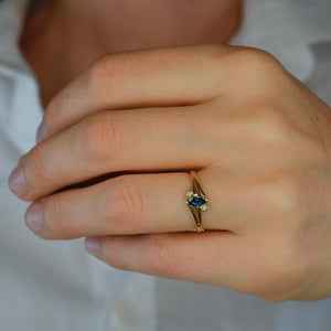 vintage Sapphire and Diamond Bypass Ring
