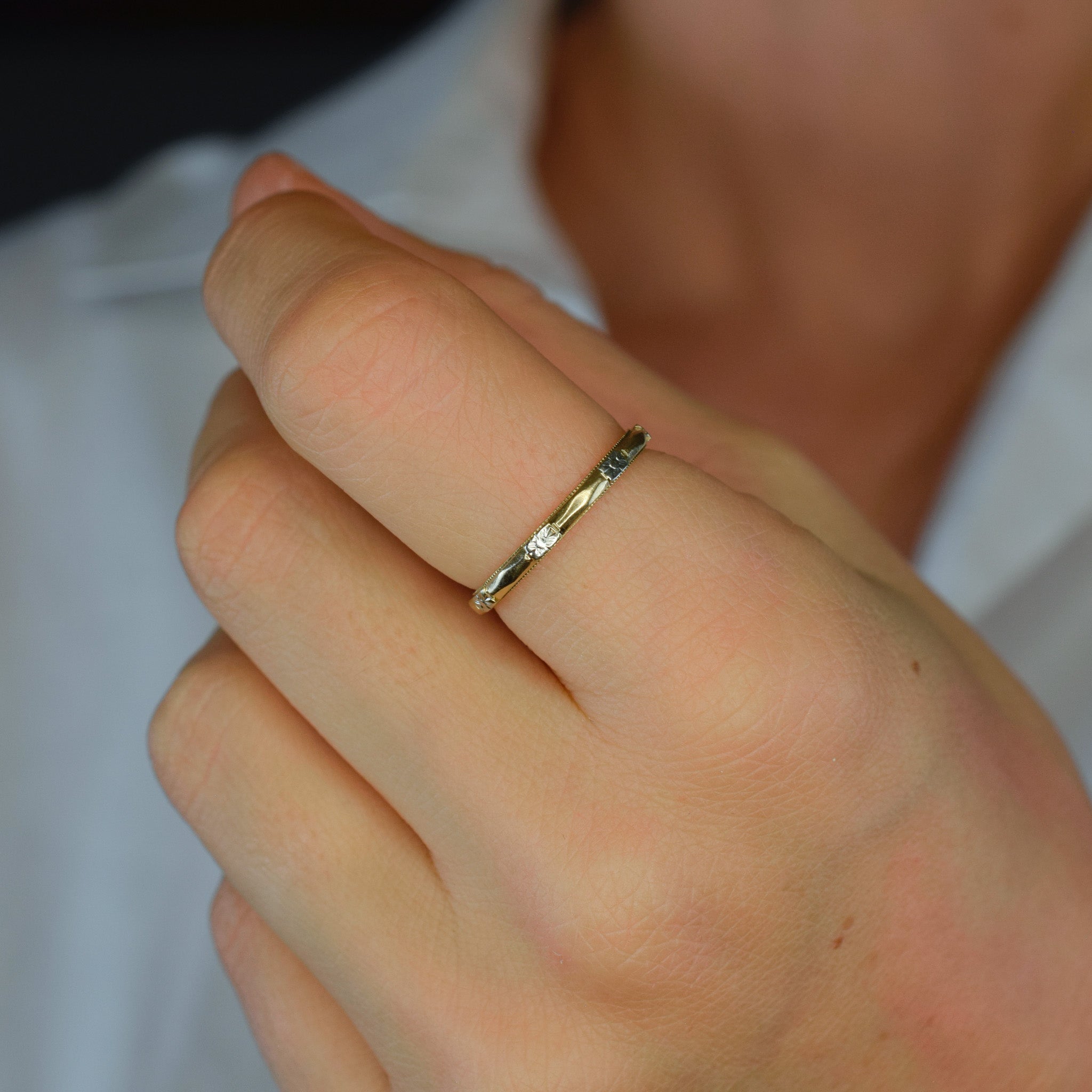 Two-Toned Orange Blossom Gold Band