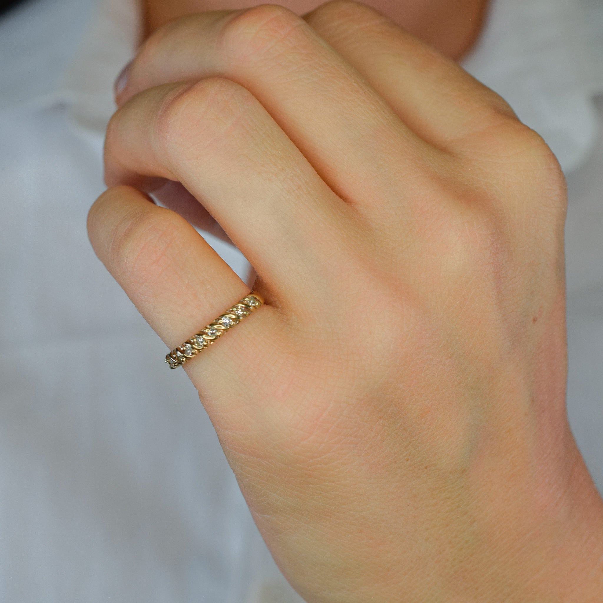 vintage gold Dainty Diamond Band