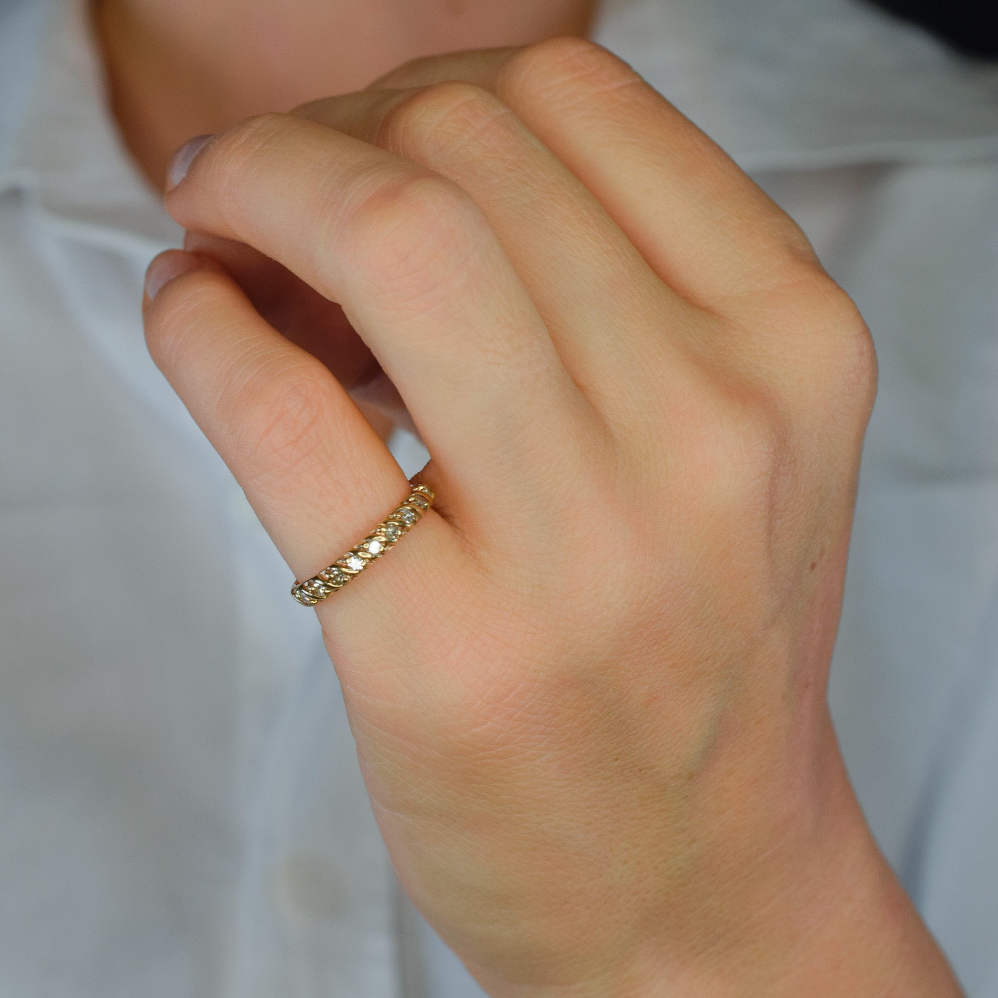 vintage gold Dainty Diamond Band