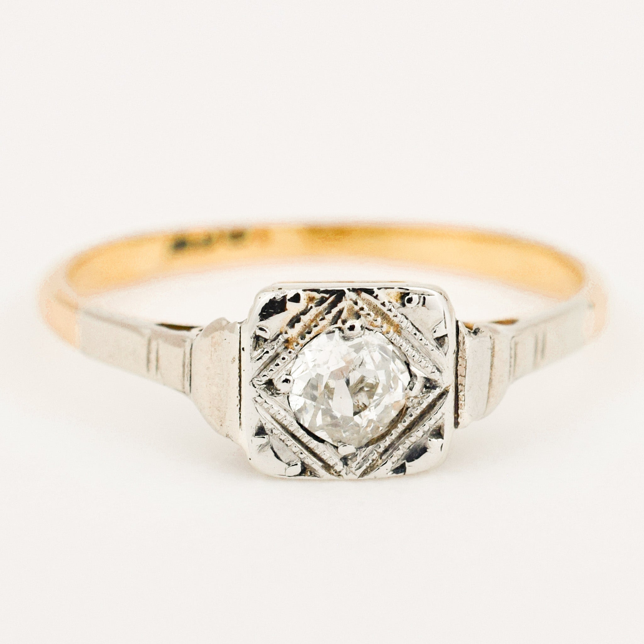 antique old mine cut diamond engagement ring 