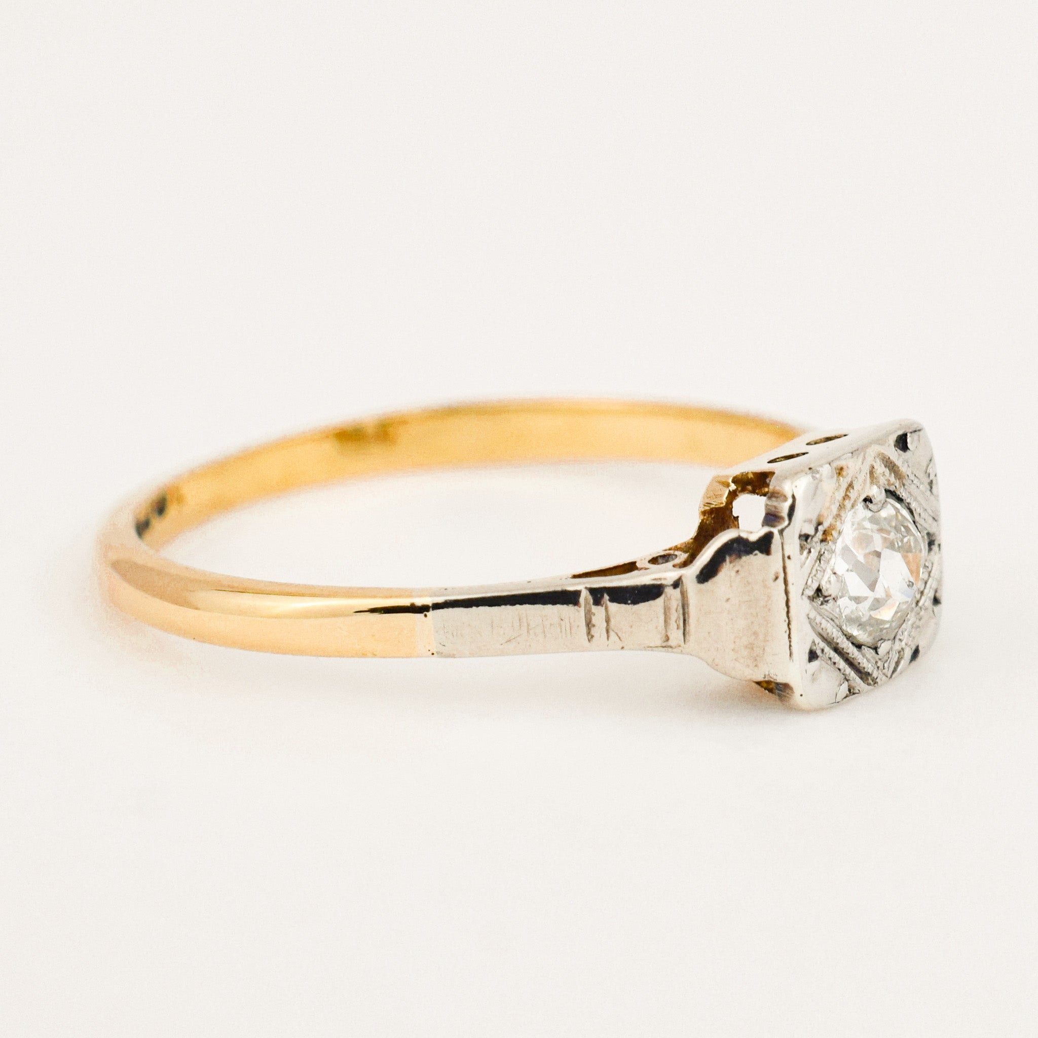 antique old mine cut diamond engagement ring 