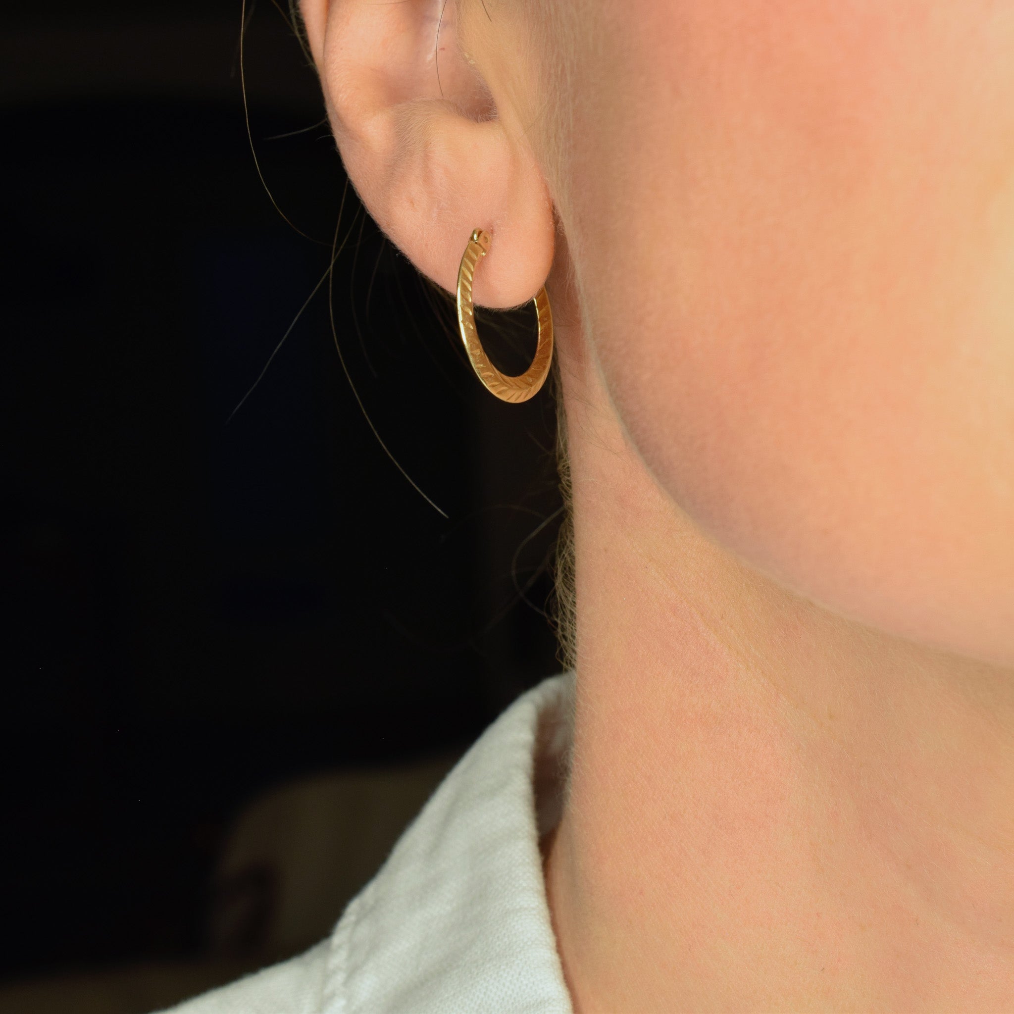 vintage 18.6 mm Etched Gold Hoops