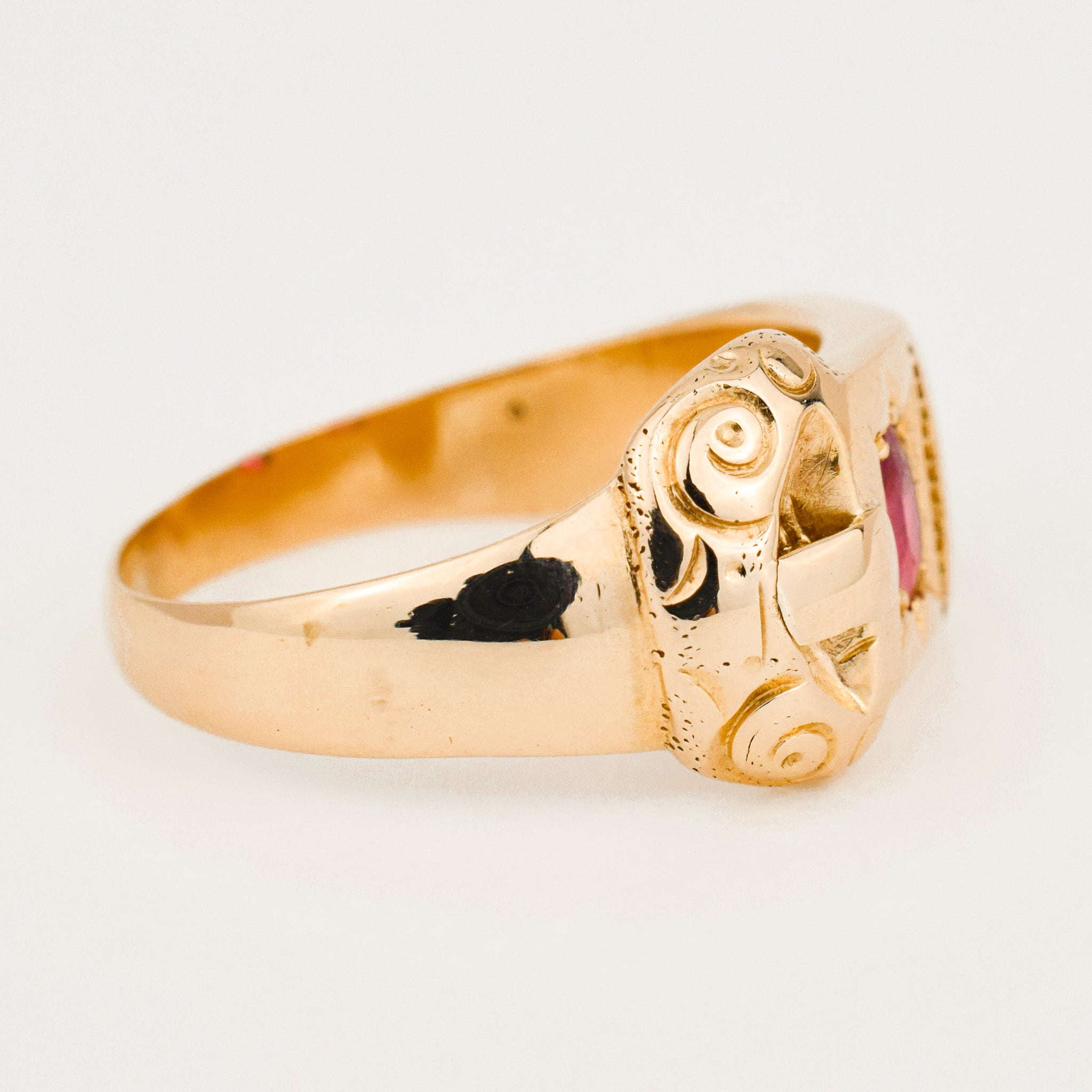 vintage Orange Tourmaline Buckle Ring
