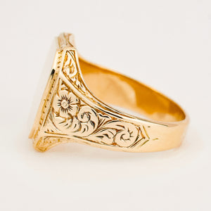 vintage Blank 14k gold Floral Signet Ring