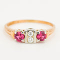 antique diamond and red stone ring 