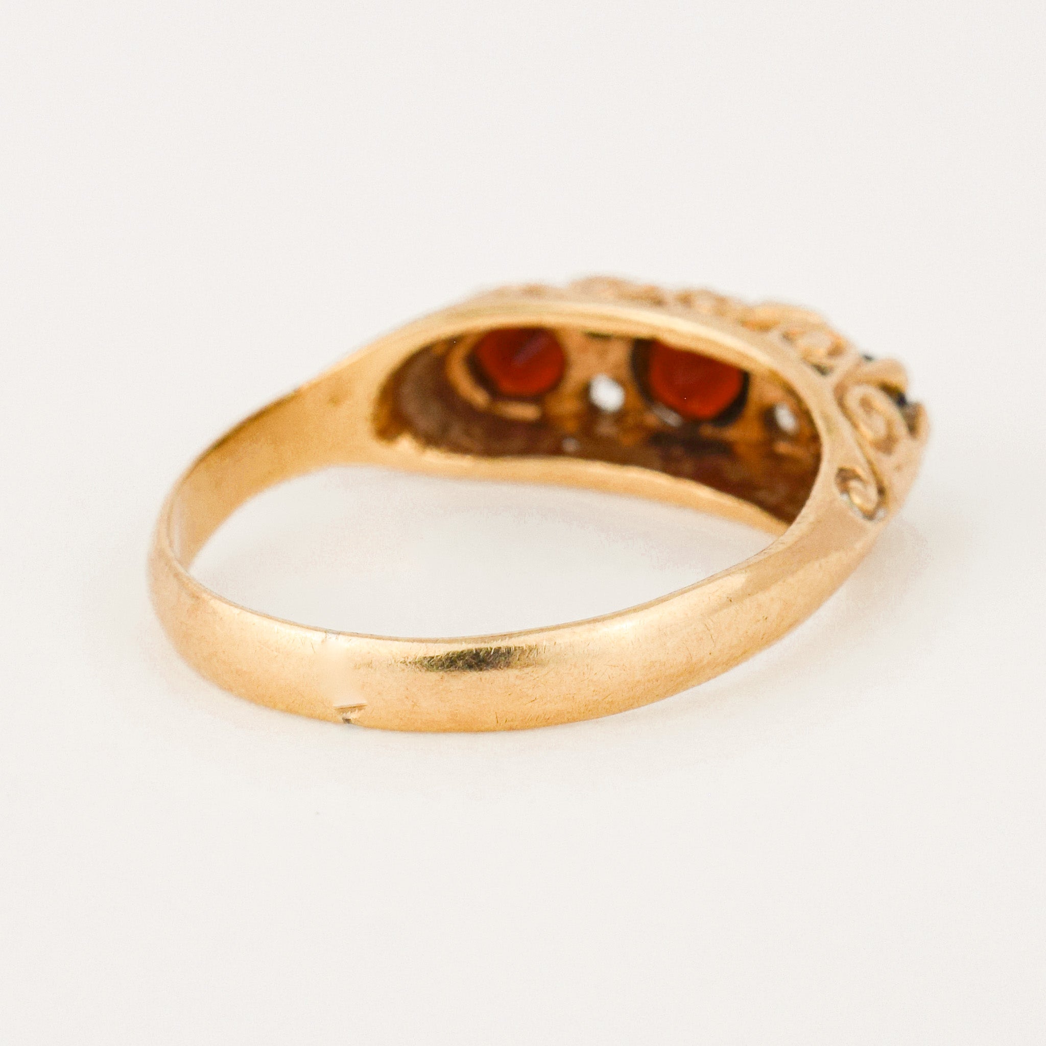 Antique Garnet and Cubic Zirconia Trilogy Ring