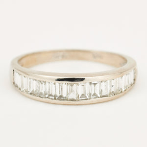 14k white gold baguette diamond ring 