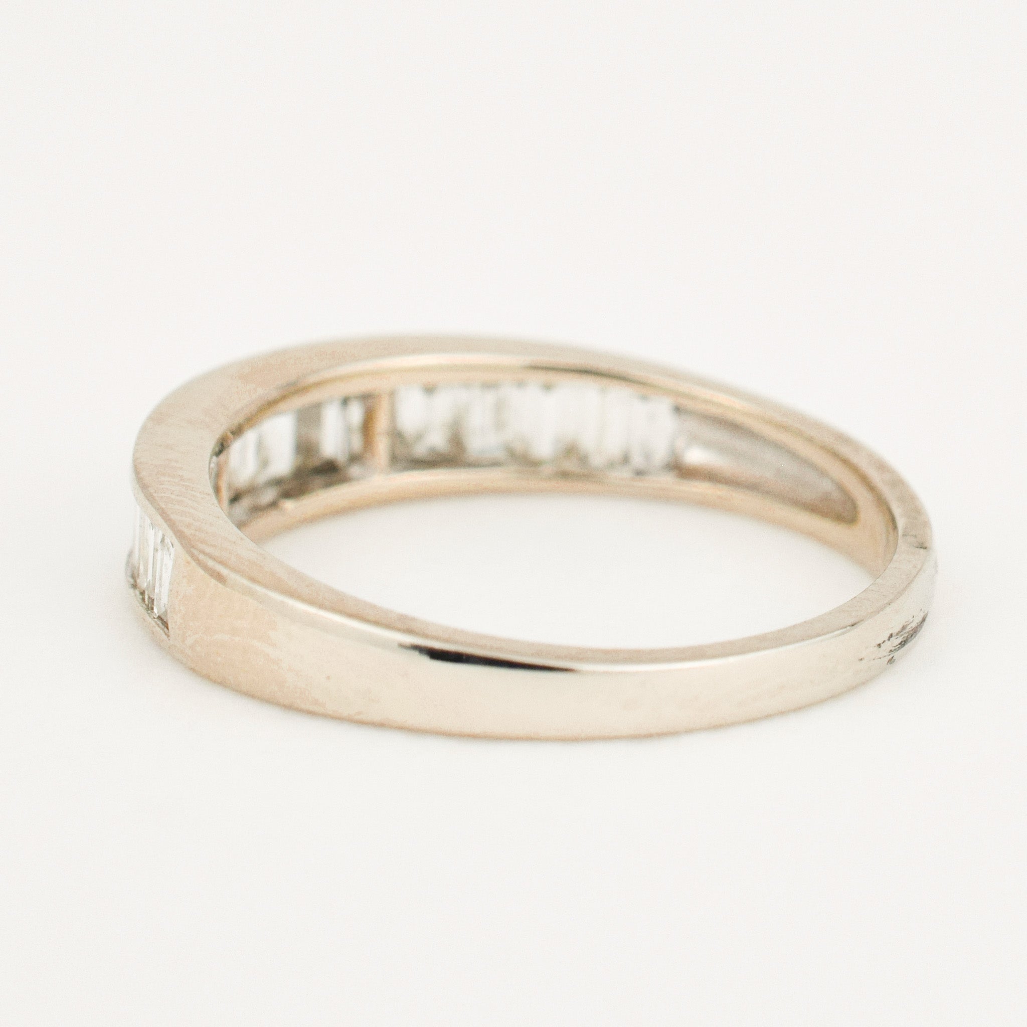 14k white gold baguette diamond ring 