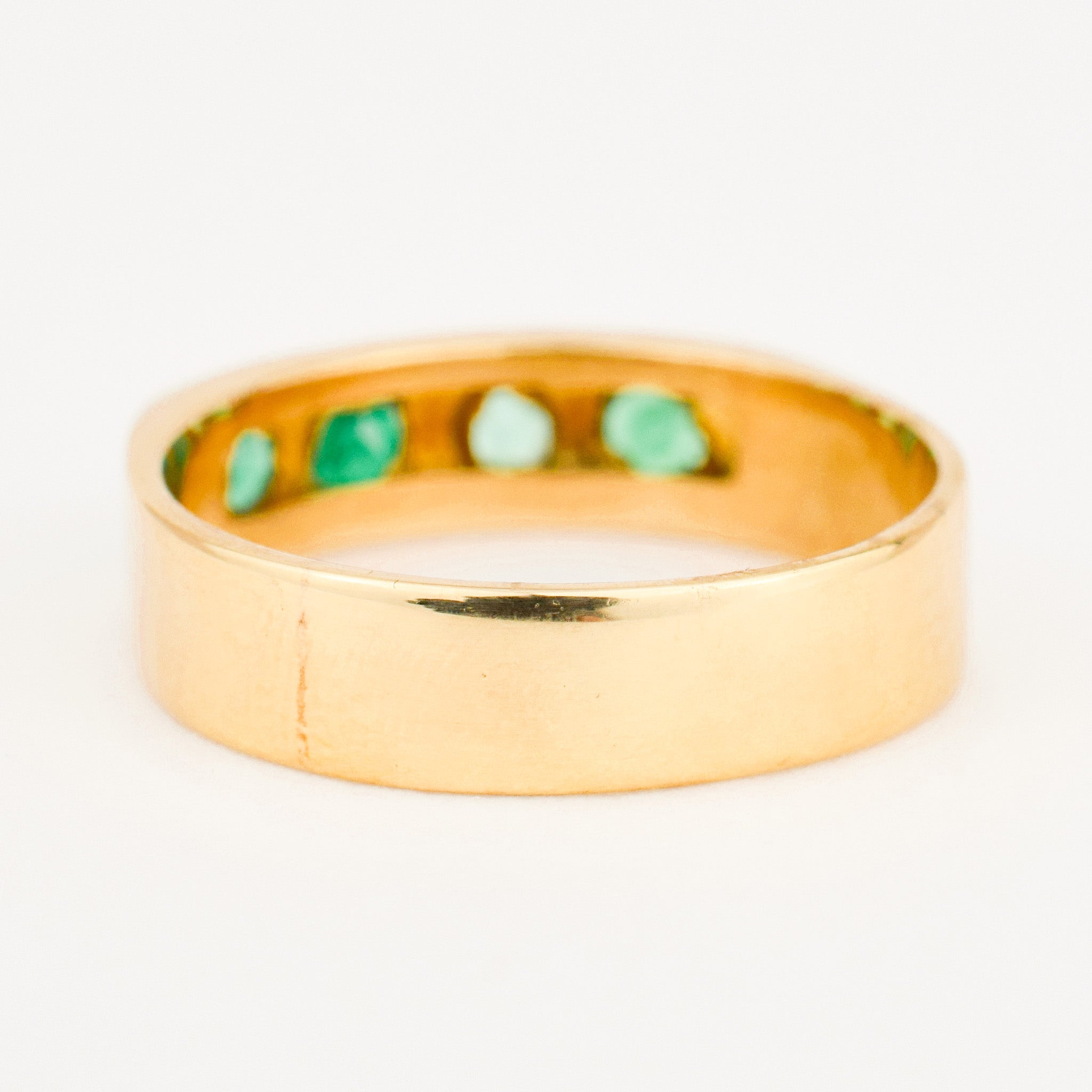 vintage flush set 18k gold ring 