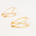 Pearl Double Gold Hoop Earrings