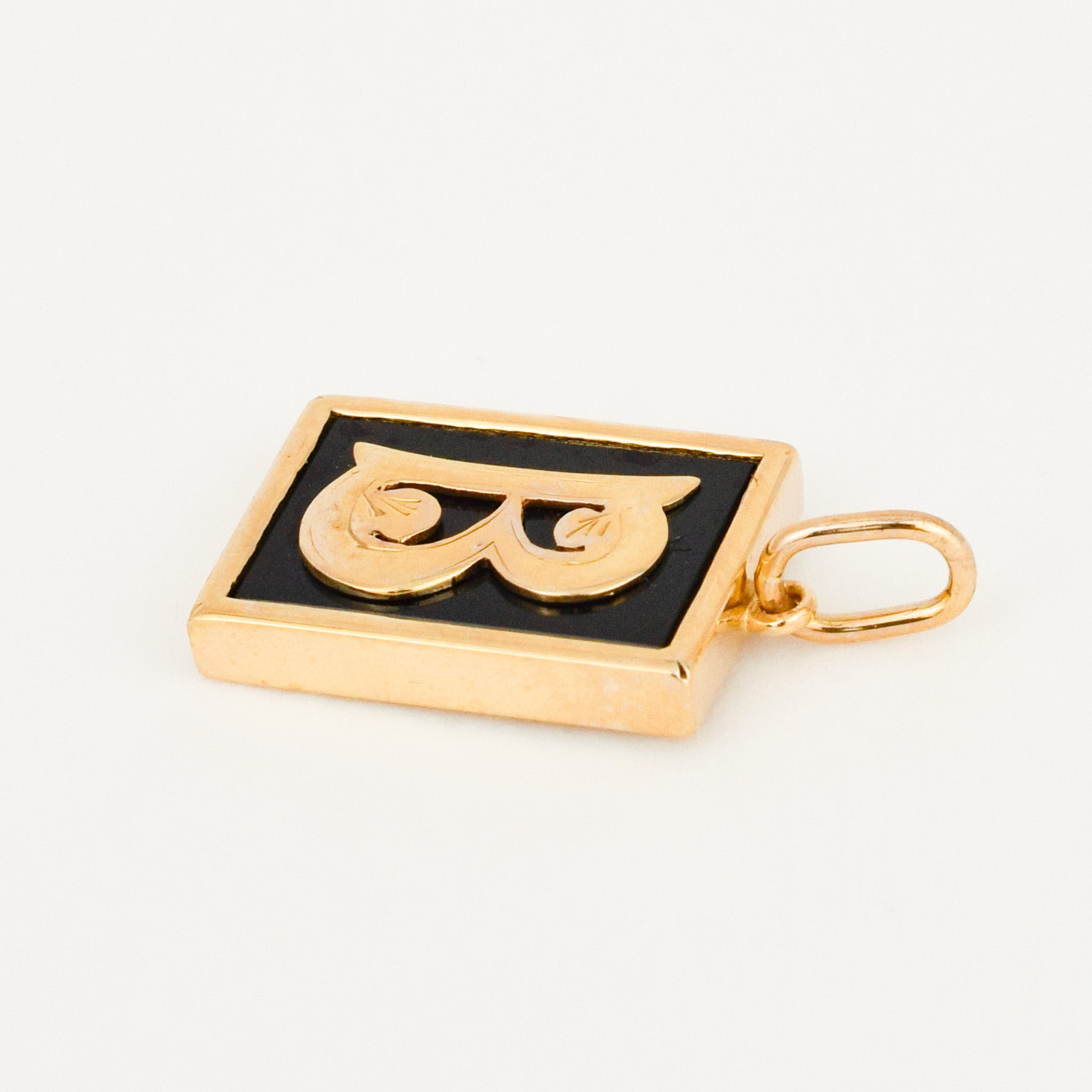 vintage 'B' Bezel Set Onyx Initial Pendant