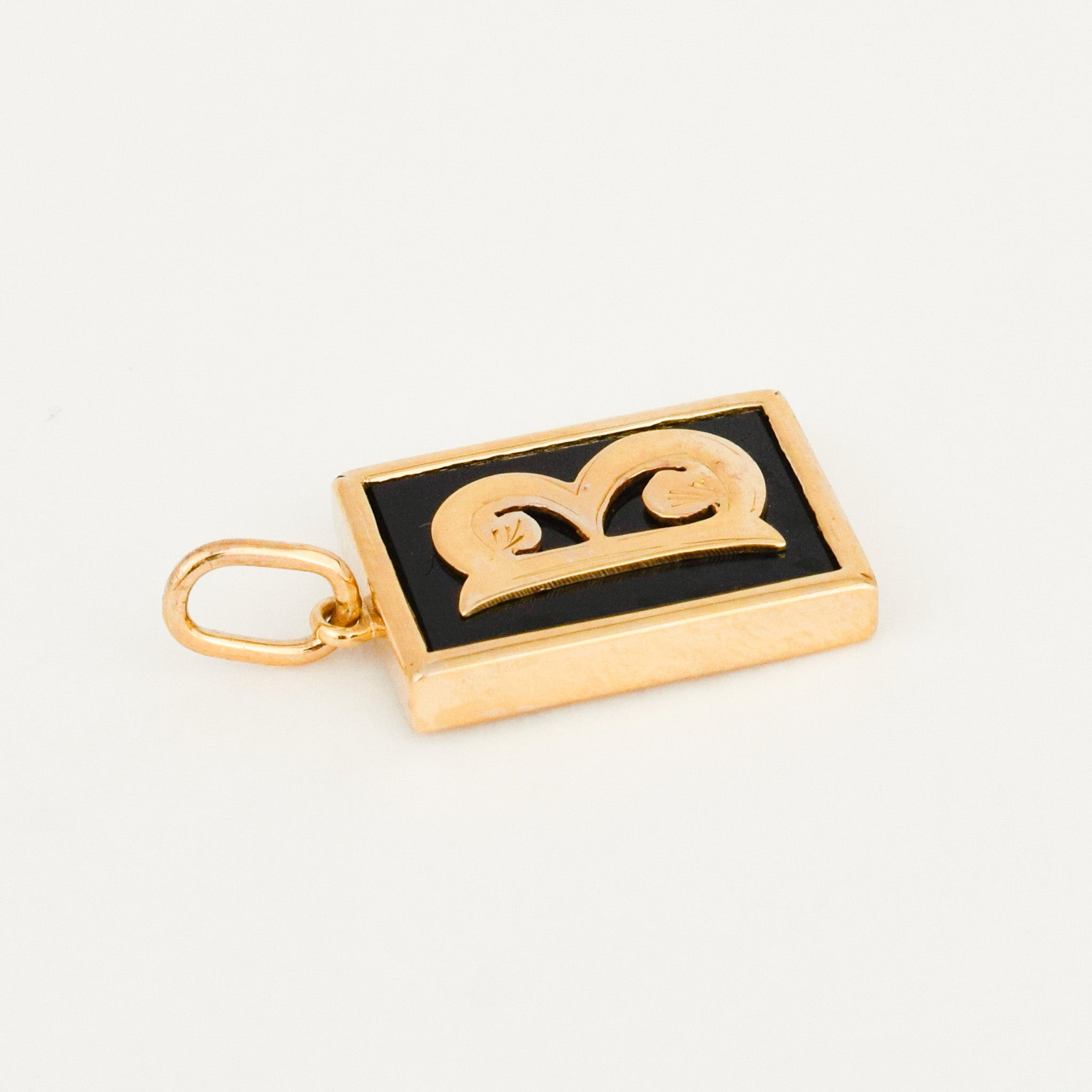 vintage 'B' Bezel Set Onyx Initial Pendant
