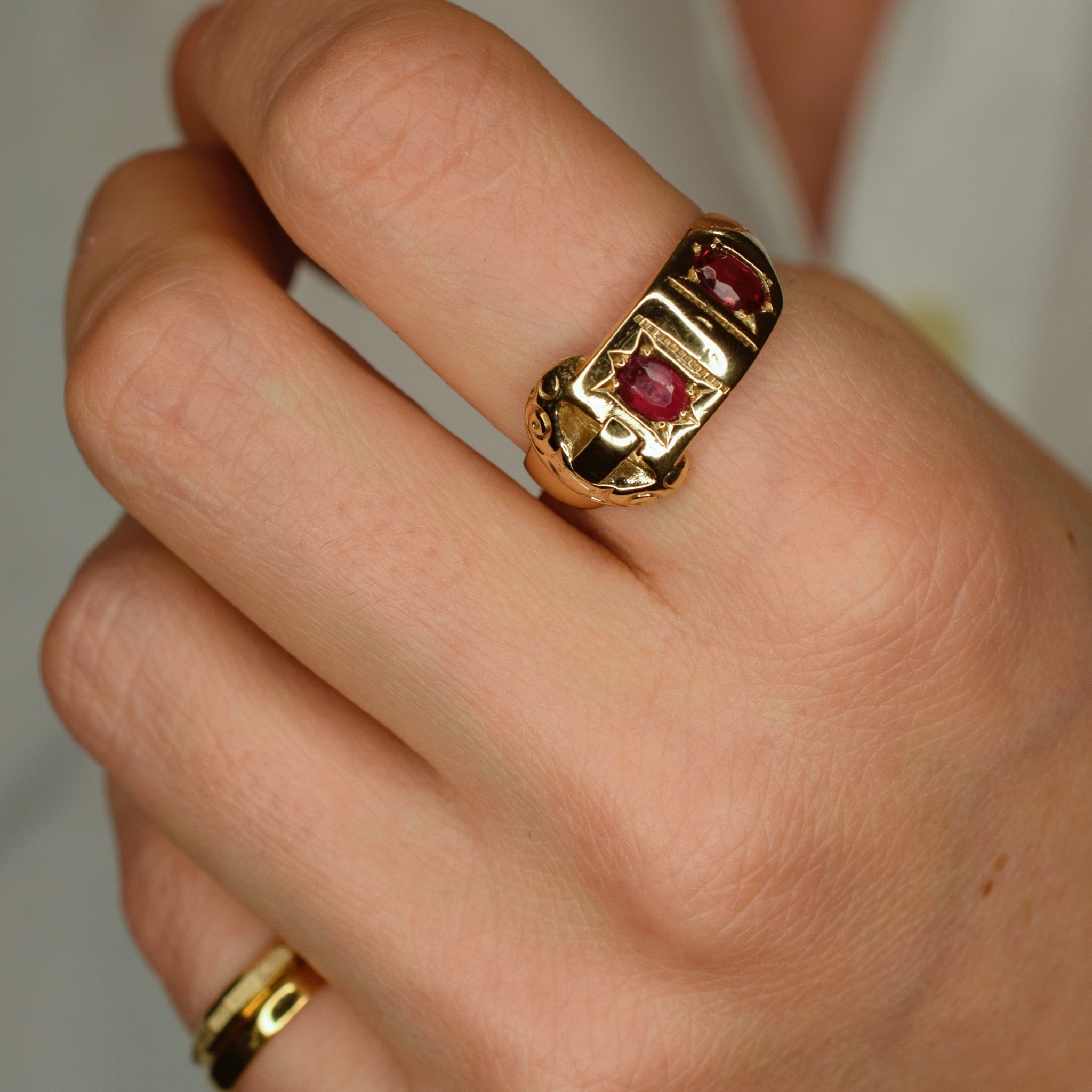 vintage Orange Tourmaline Buckle Ring