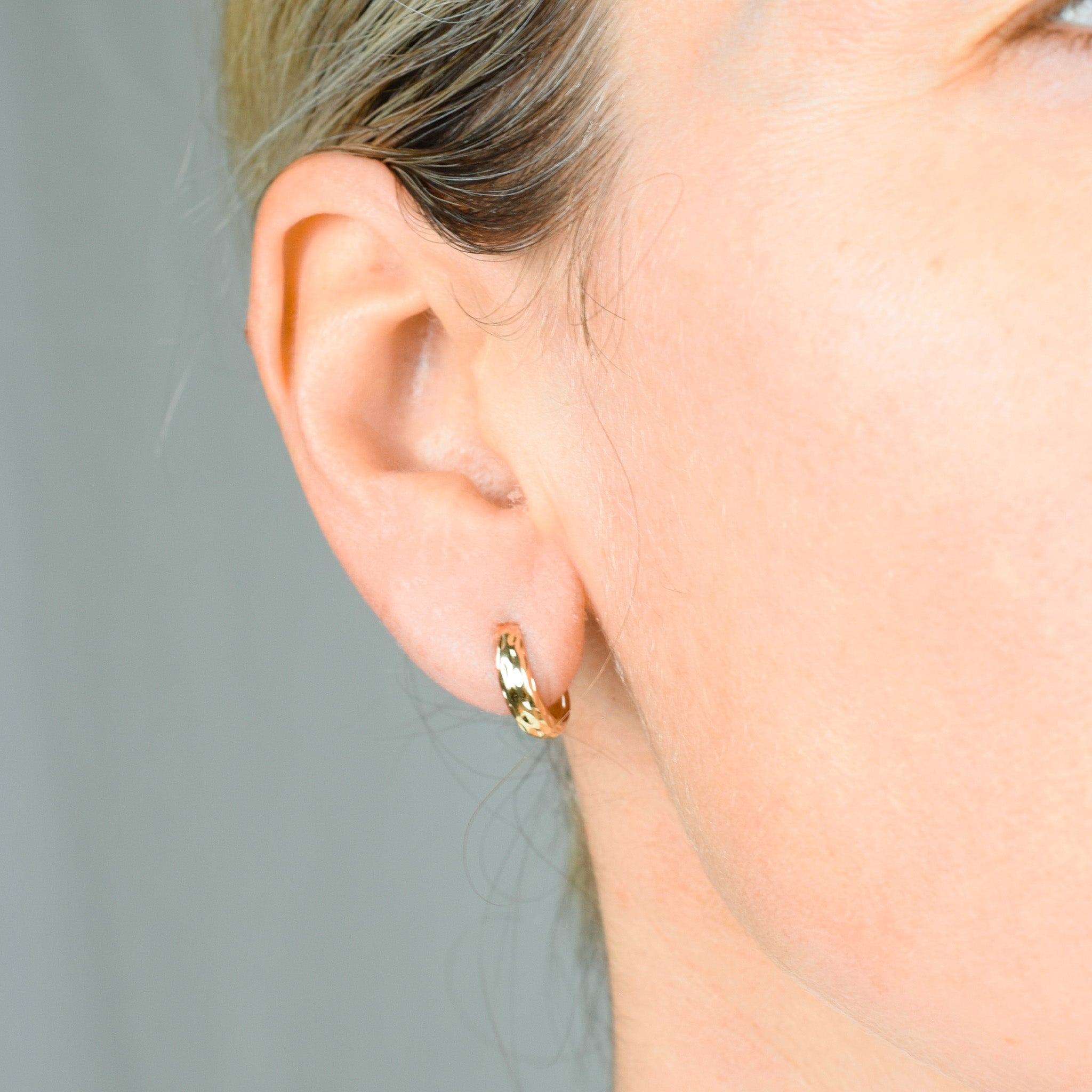 12.6 mm Etched Gold Half Hoops