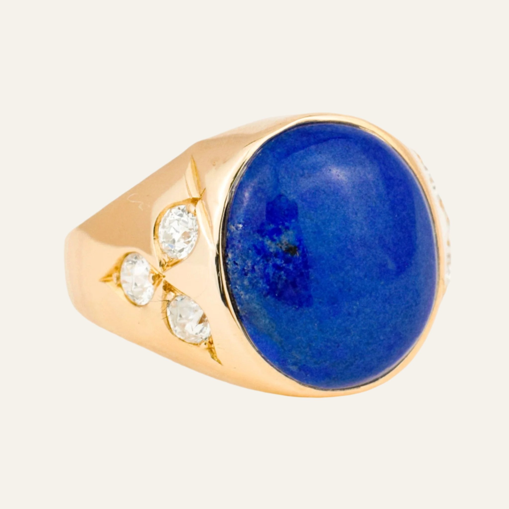 extraordinary Lapis & Diamond Signet Ring