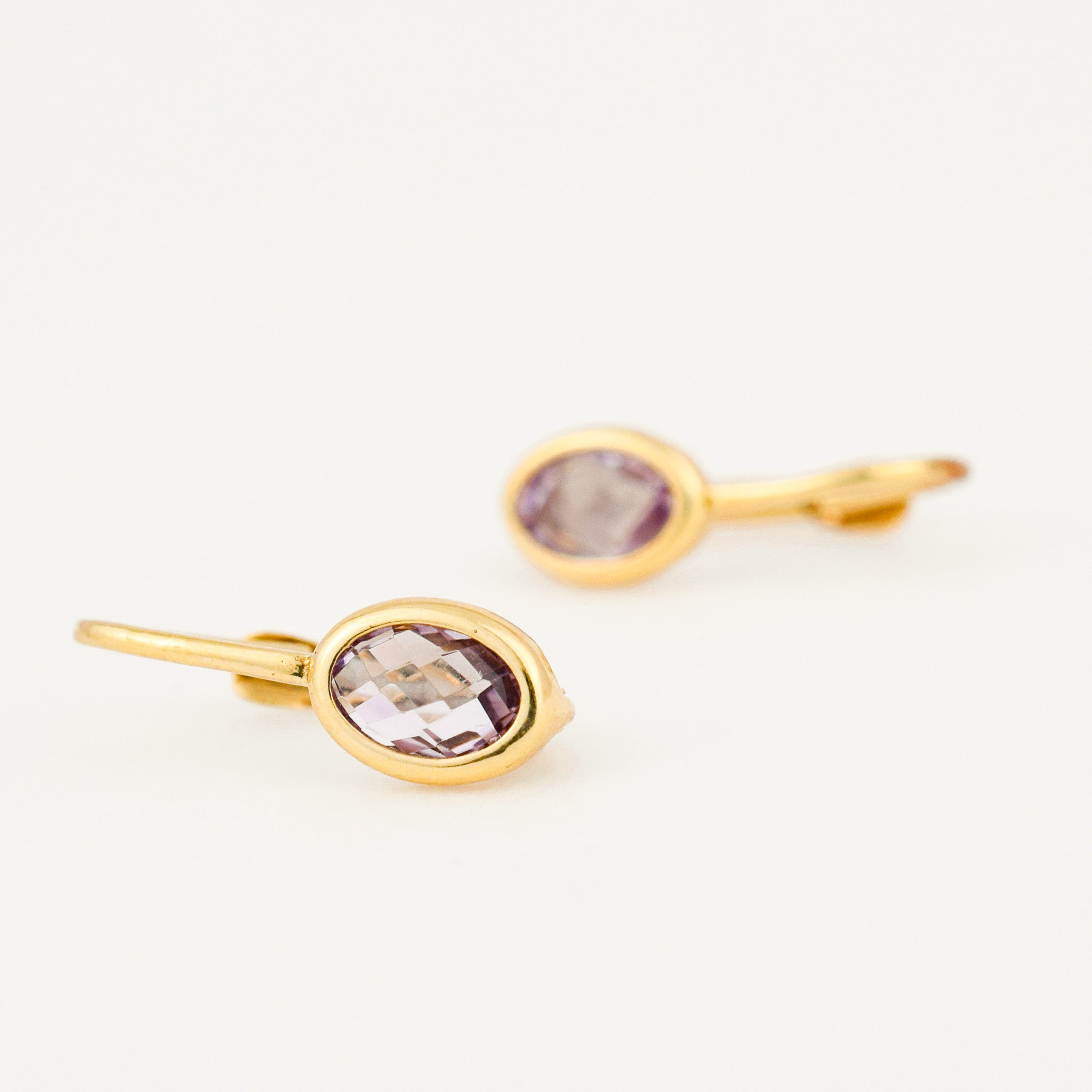 vintage Bezel Set Purple Quartz Hoops