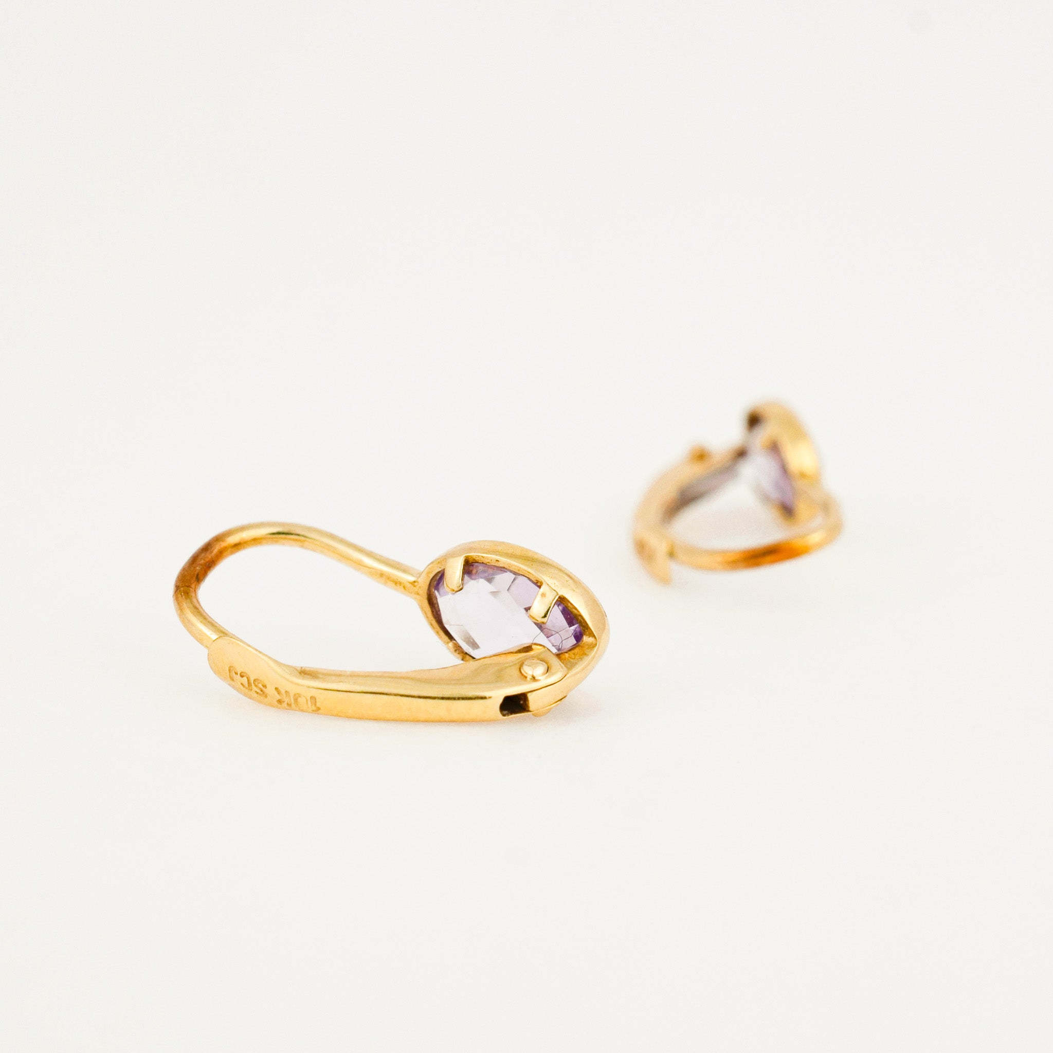 vintage Bezel Set Purple Quartz Hoops