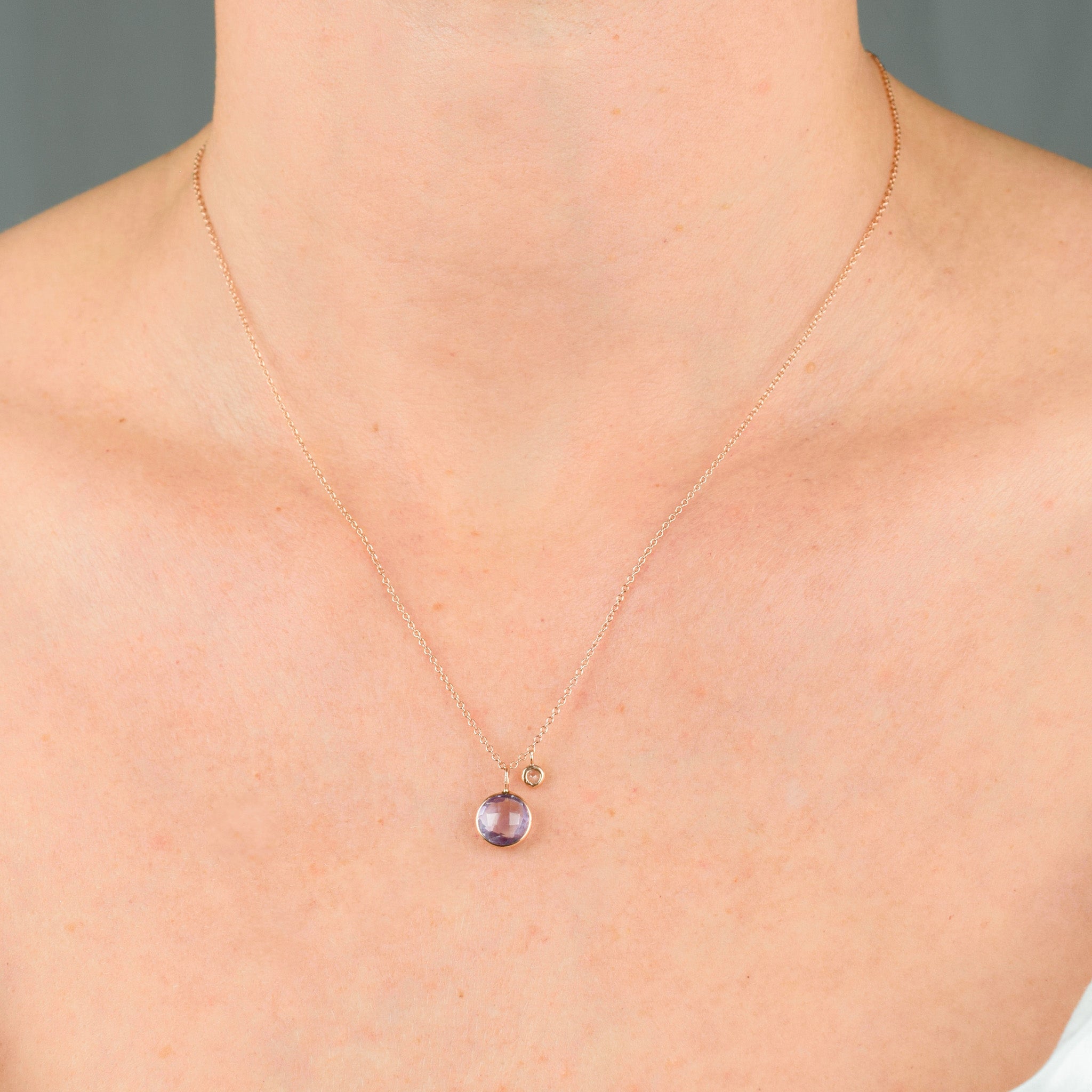 vintage 18" Necklace with Purple and White Topaz