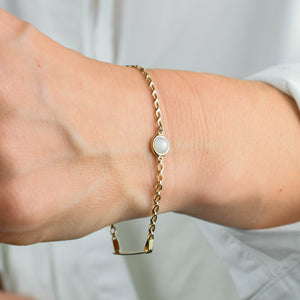 vintage 7" Moonstone Identity Chain Bracelet