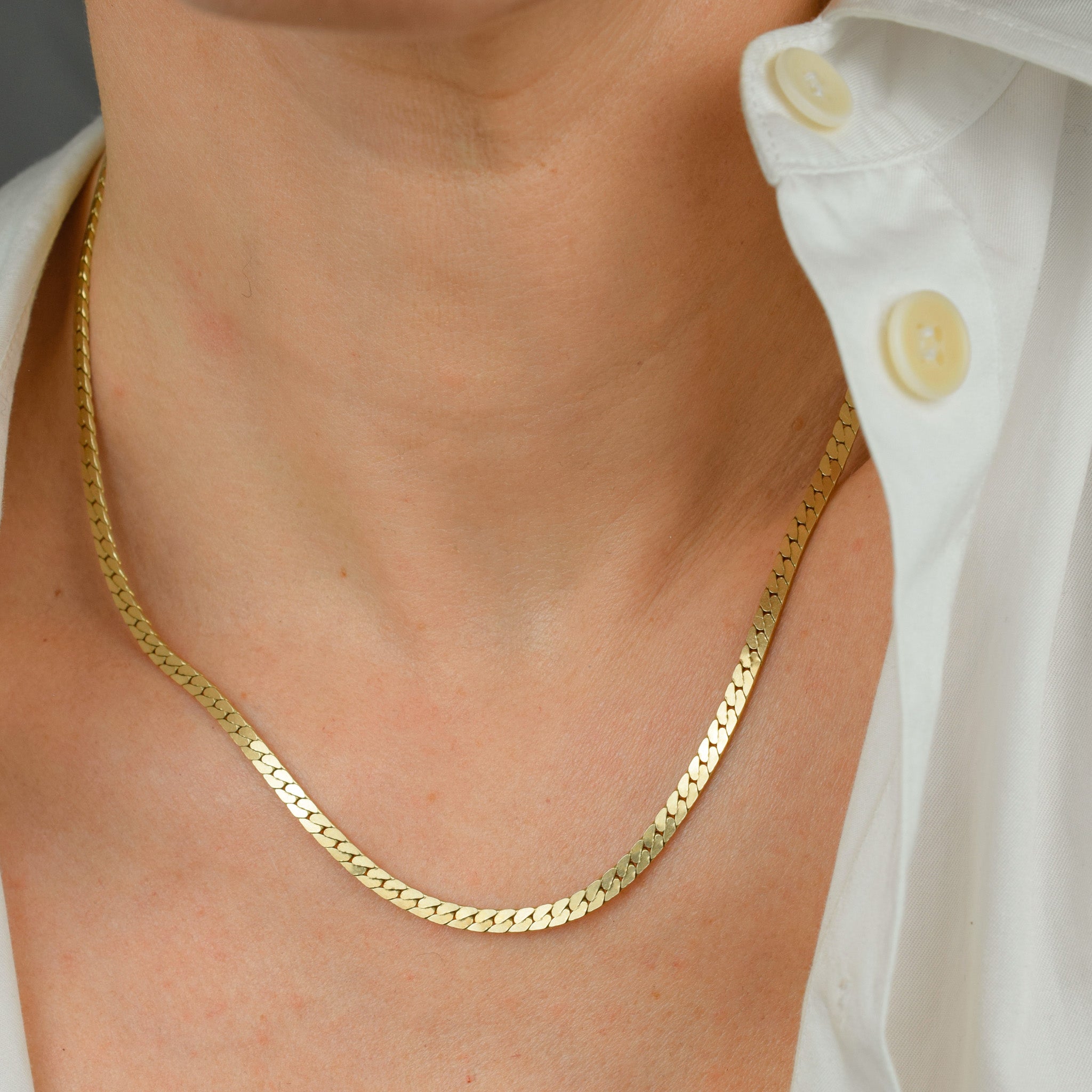 vintage 18" 14k Herringbone Necklace