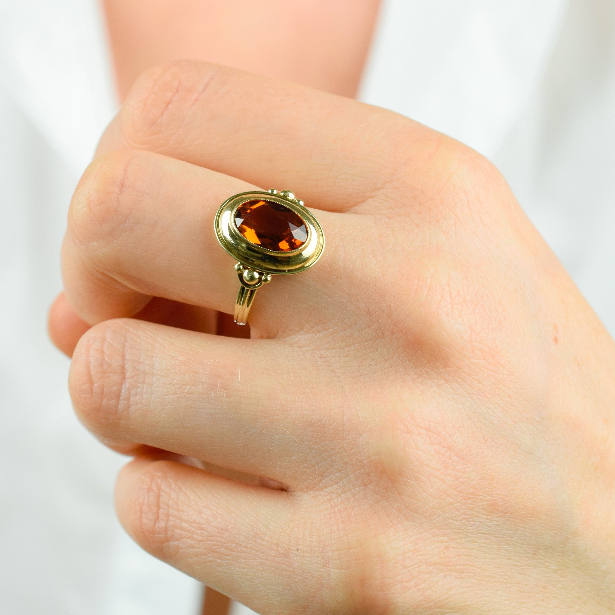 vintage 14k gold Bezel Set Citrine Ring