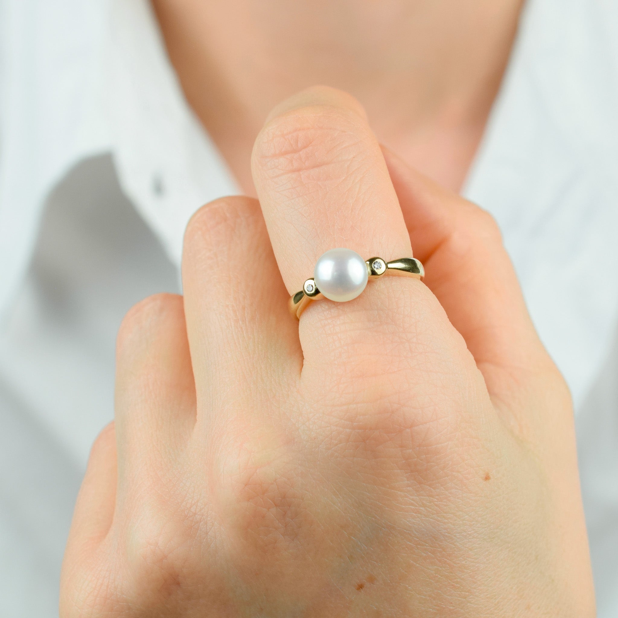 vintage gold pearl and diamond ring 