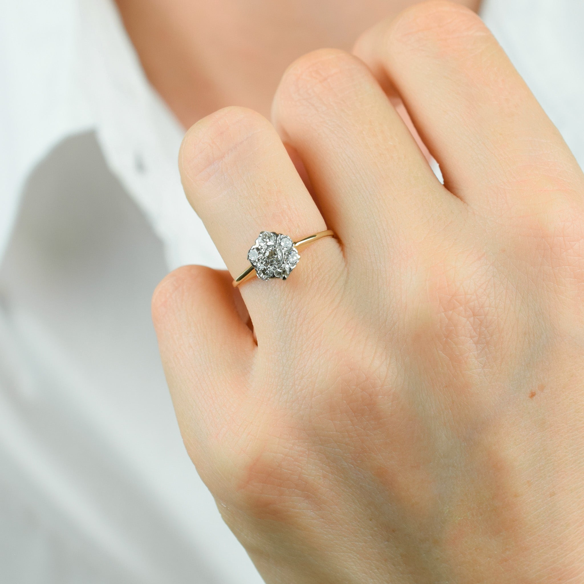 Diamond Flower Cluster Ring