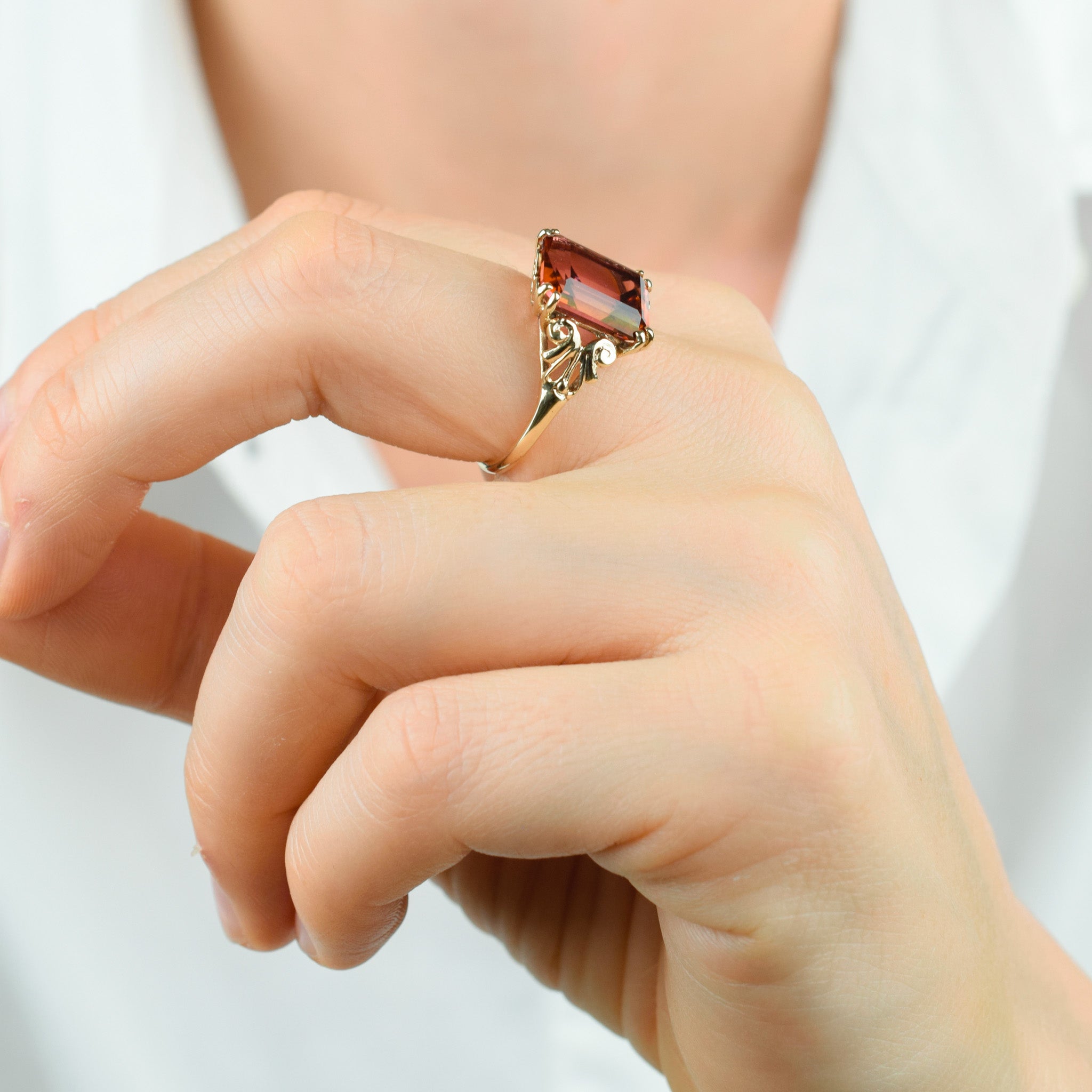 Vintage gold Orange Topaz Ring