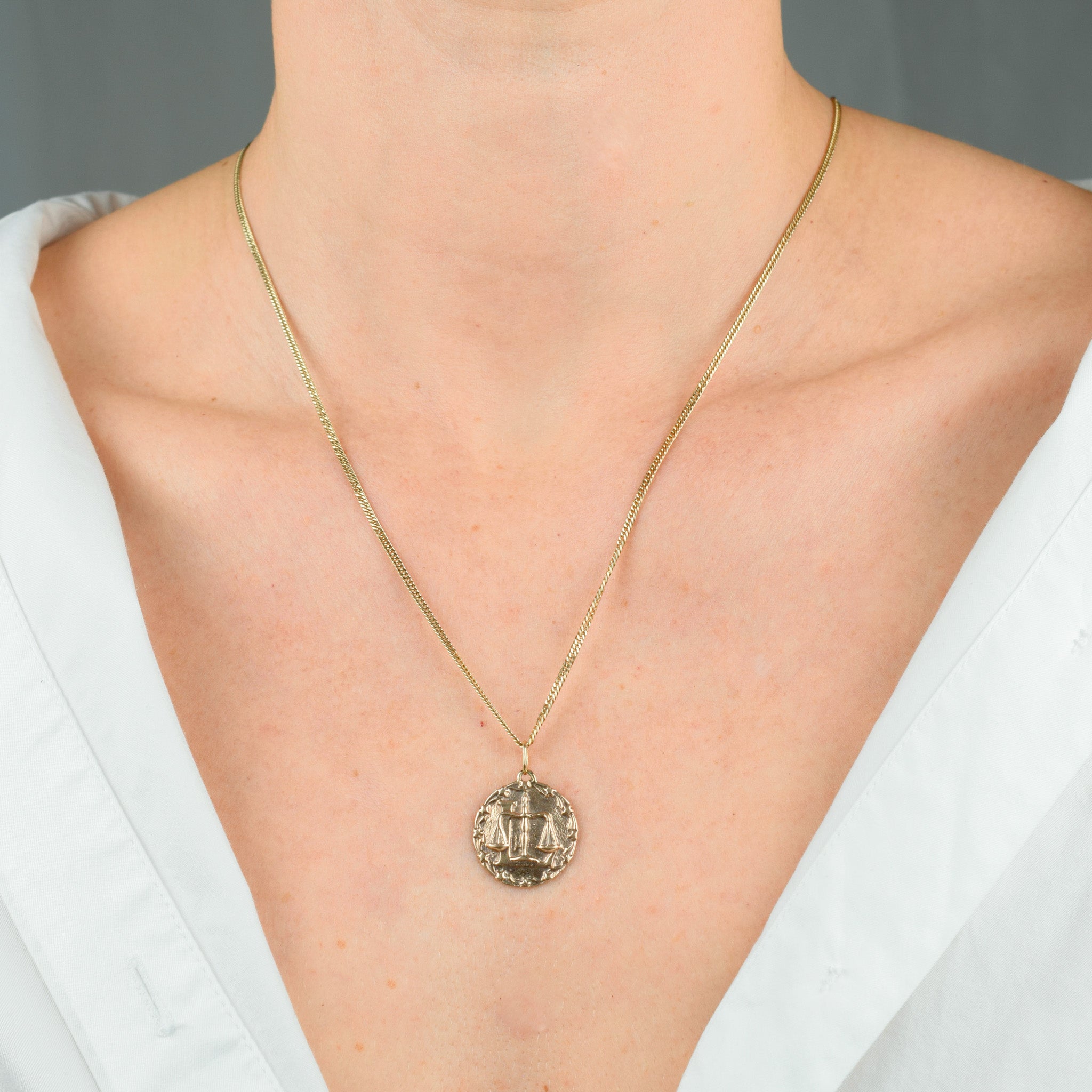 vintage gold Carved Libra Charm