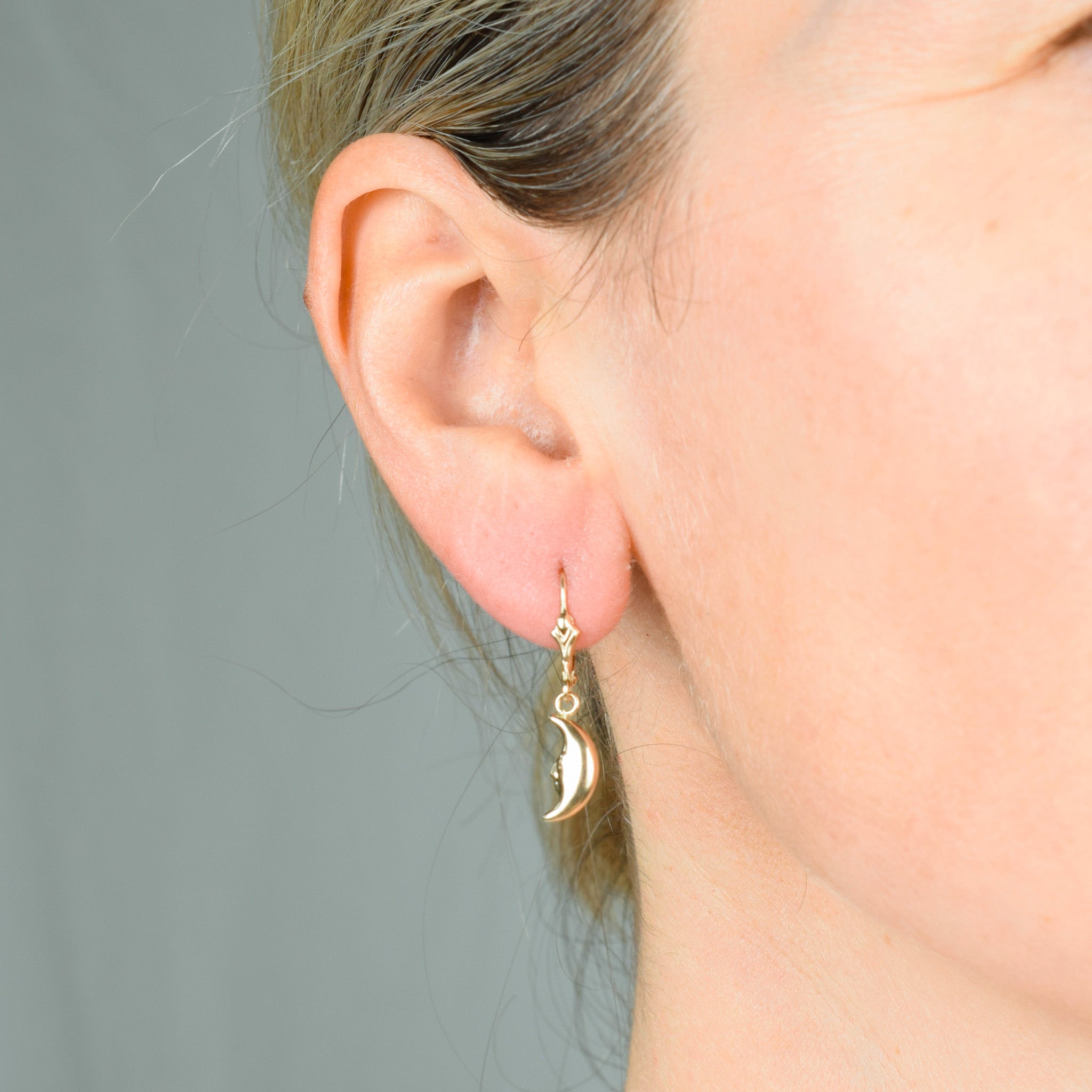 Drop Crescent Moon Earrings