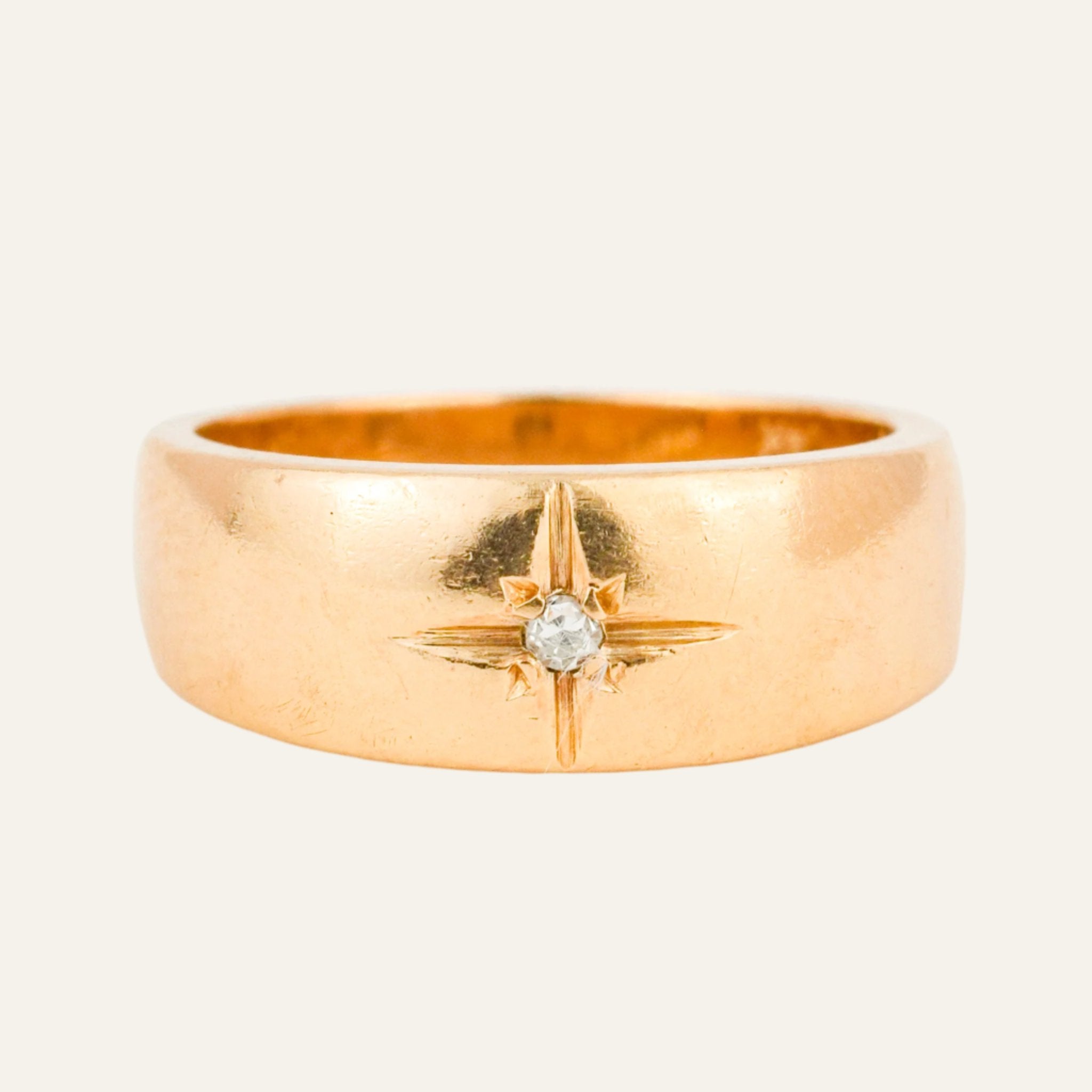 vintage 14k gold  6.5 Solitaire diamond Starburst Band
