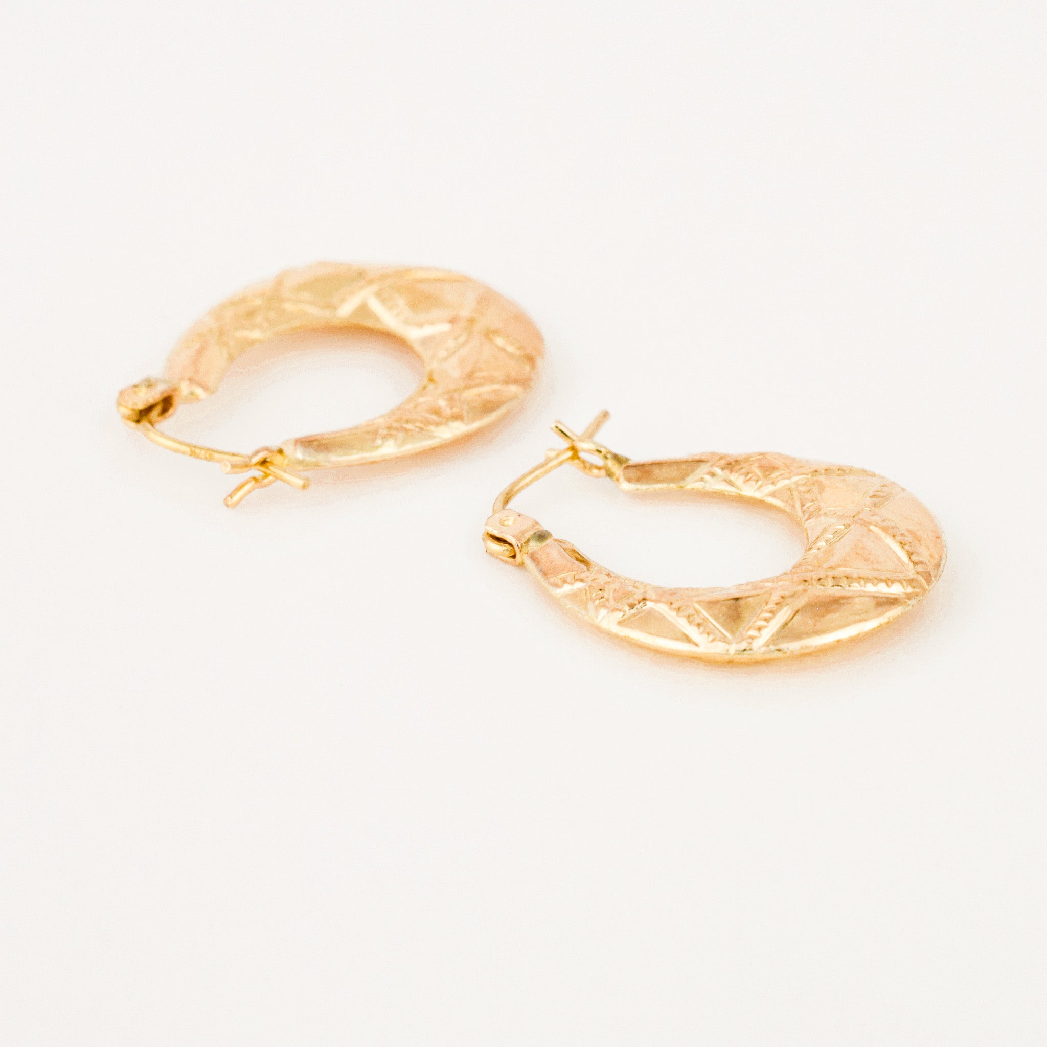 Oval Fancy Gold Hoops
