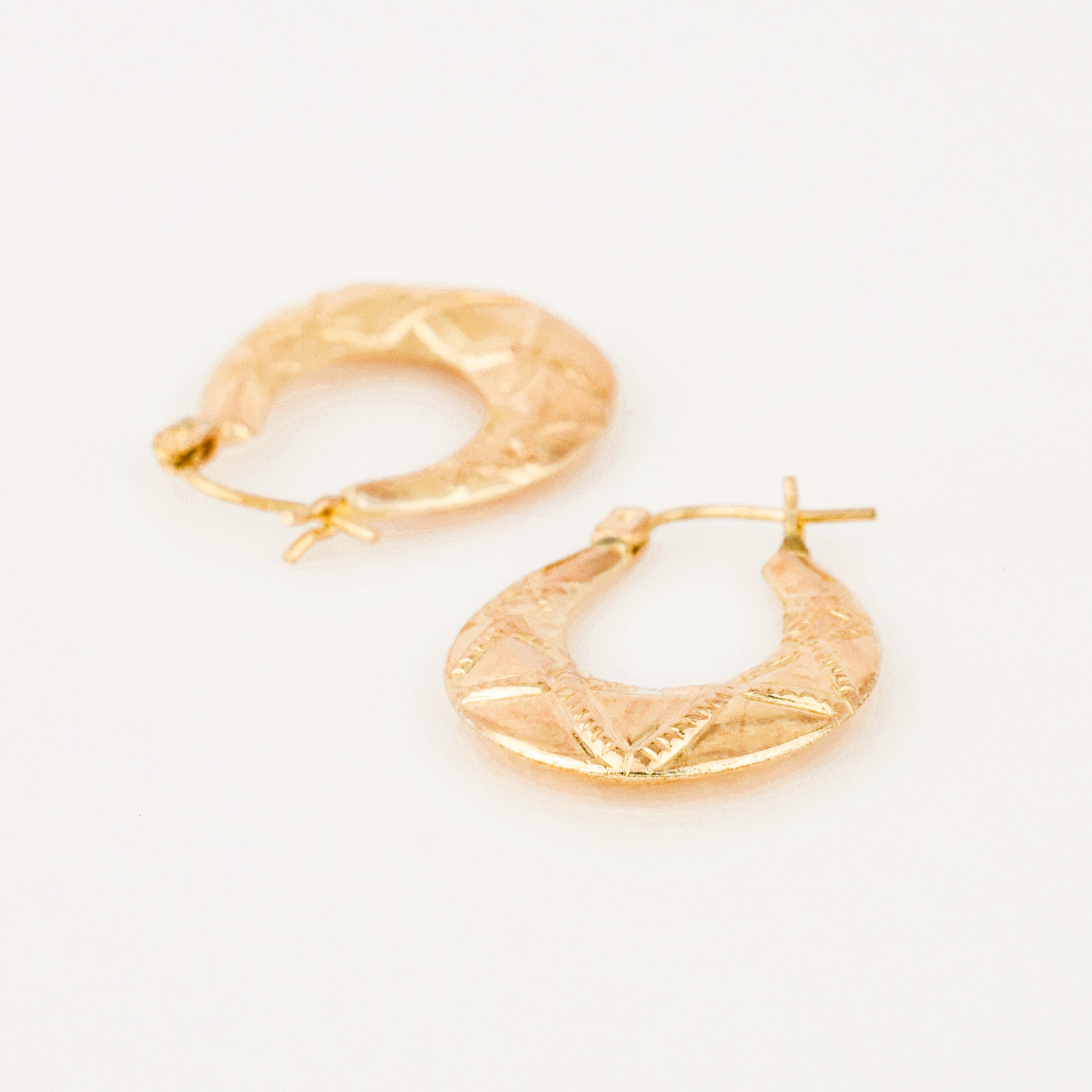 Oval Fancy Gold Hoops
