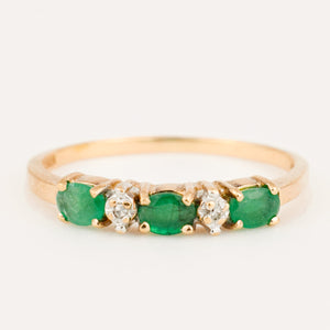 vintage gold Emerald and Diamond Band