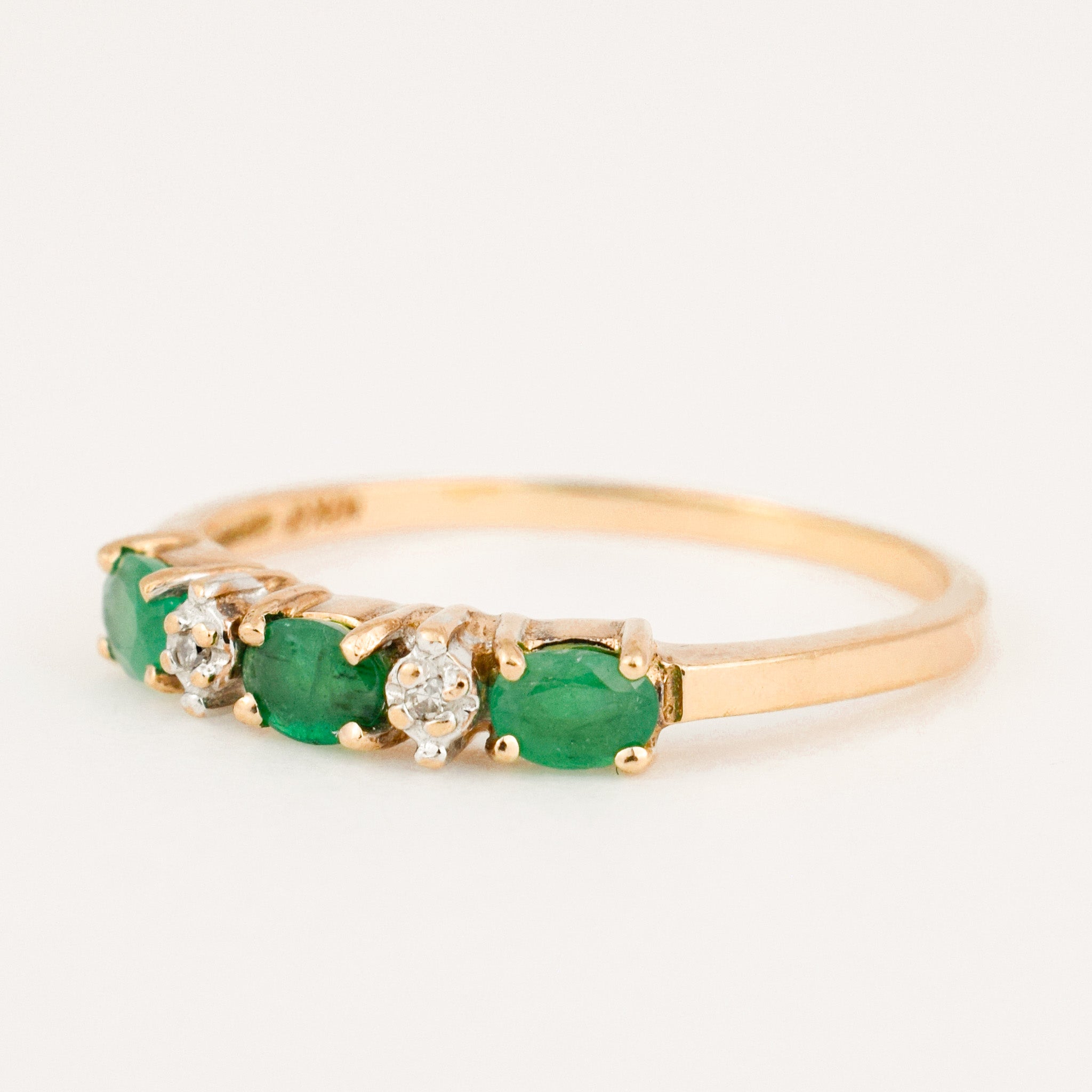 vintage gold Emerald and Diamond Band